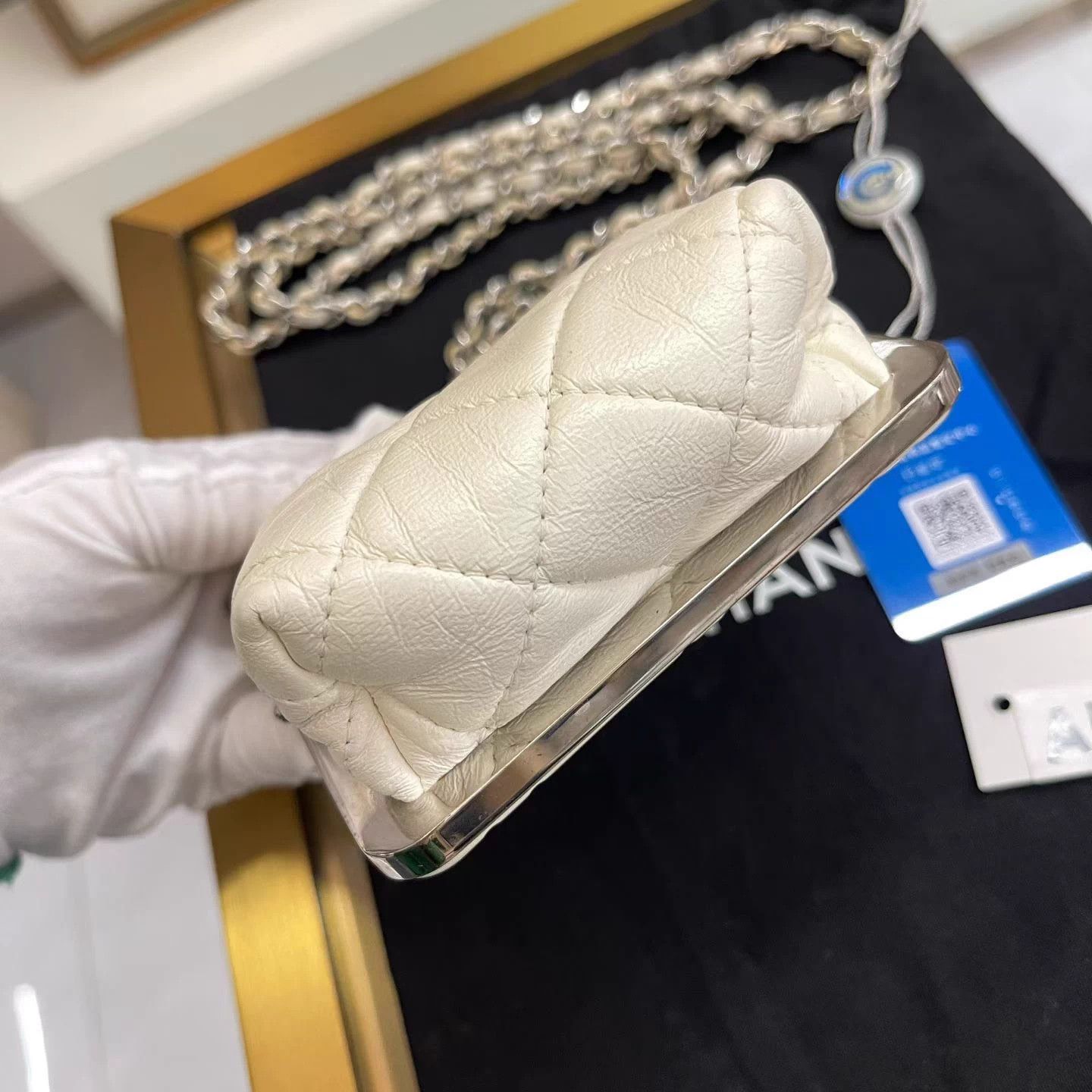 Chanel Chanel Mini Silver White Flap Bag Size ONE SIZE - 6 Thumbnail