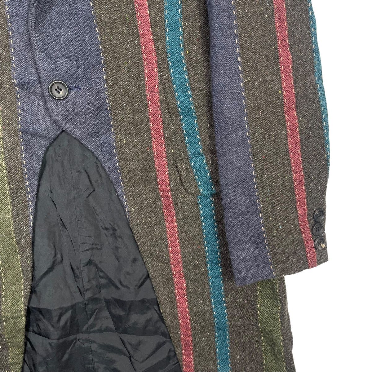 Yohji Yamamoto Y’s Yohji Yamamoto Striped Wool Coat Long Blazer Multi Color Size S / US 4 / IT 40 - 7 Thumbnail