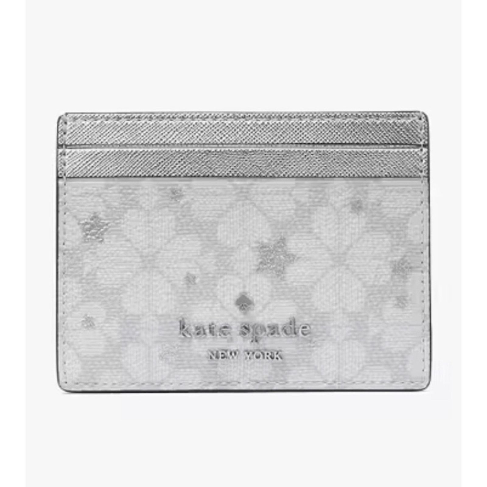 Kate Spade KATE SPADE • Platinum Grey Flower Star Slim Card Holder Size ONE SIZE - 1 Thumbnail