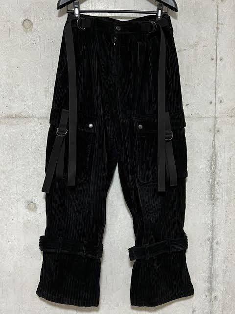 Japanese Brand × SHAREEF Shareef Black Corduroy Bondage Cargo Pants Size US 30 / EU 46 - 2 Thumbnail