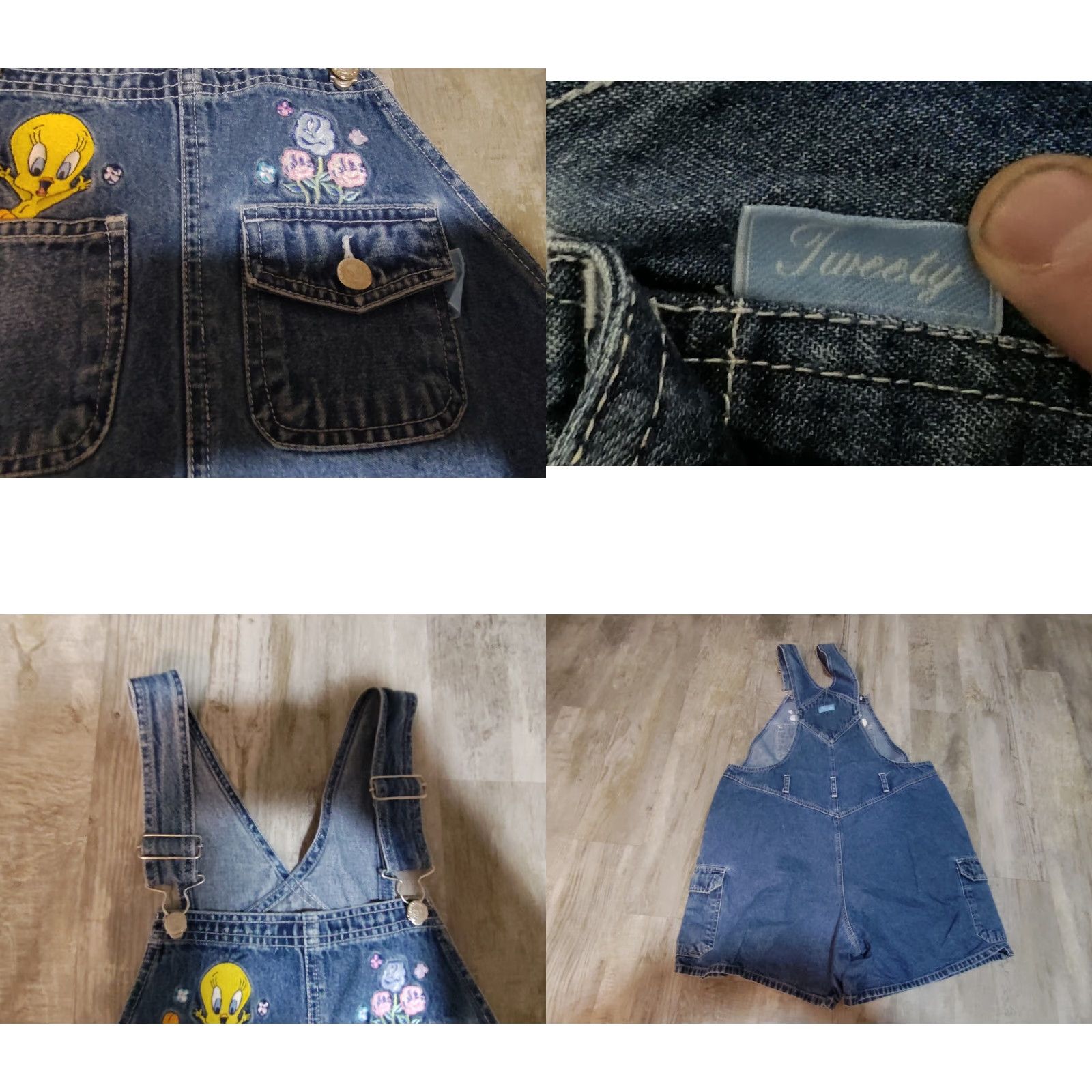 Vintage VINTAGE Looney Tunes Women's Denim Bibs Sleeveless Size 14W-16W Tweety Bird Casual Overall Size 36" / US 14 / IT 50 - 8 Thumbnail