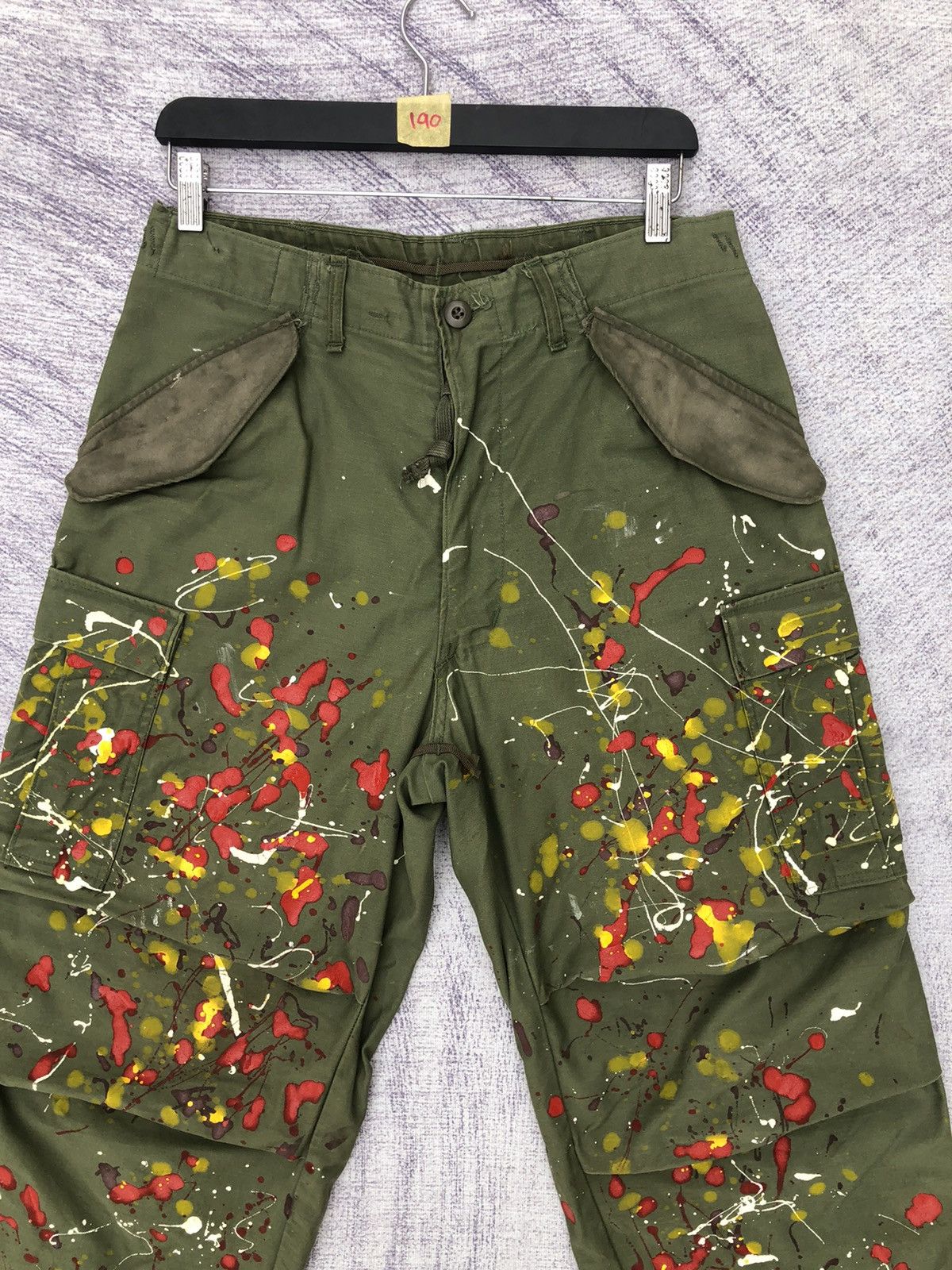 Designer × Vintage Very Rare Cargo Pants Art Colour Paint W30 x L37 Size US 30 / EU 46 - 2 Thumbnail