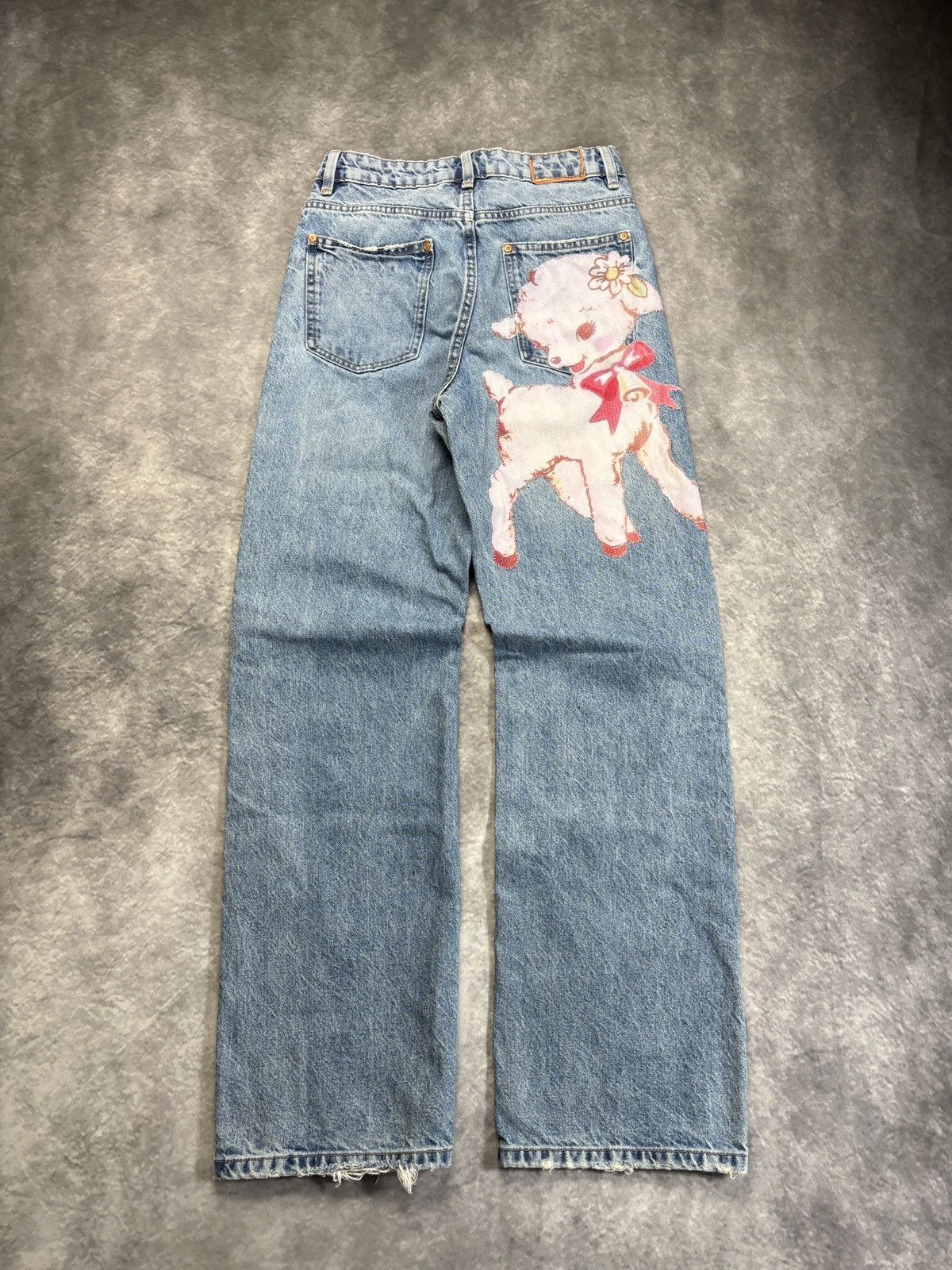 Jean × Vintage Custom Patchwork Denim Jeans Vintage Lamb Cute Y2K Patch 30 Size 26" / US 2 / IT 38 - 19 Thumbnail