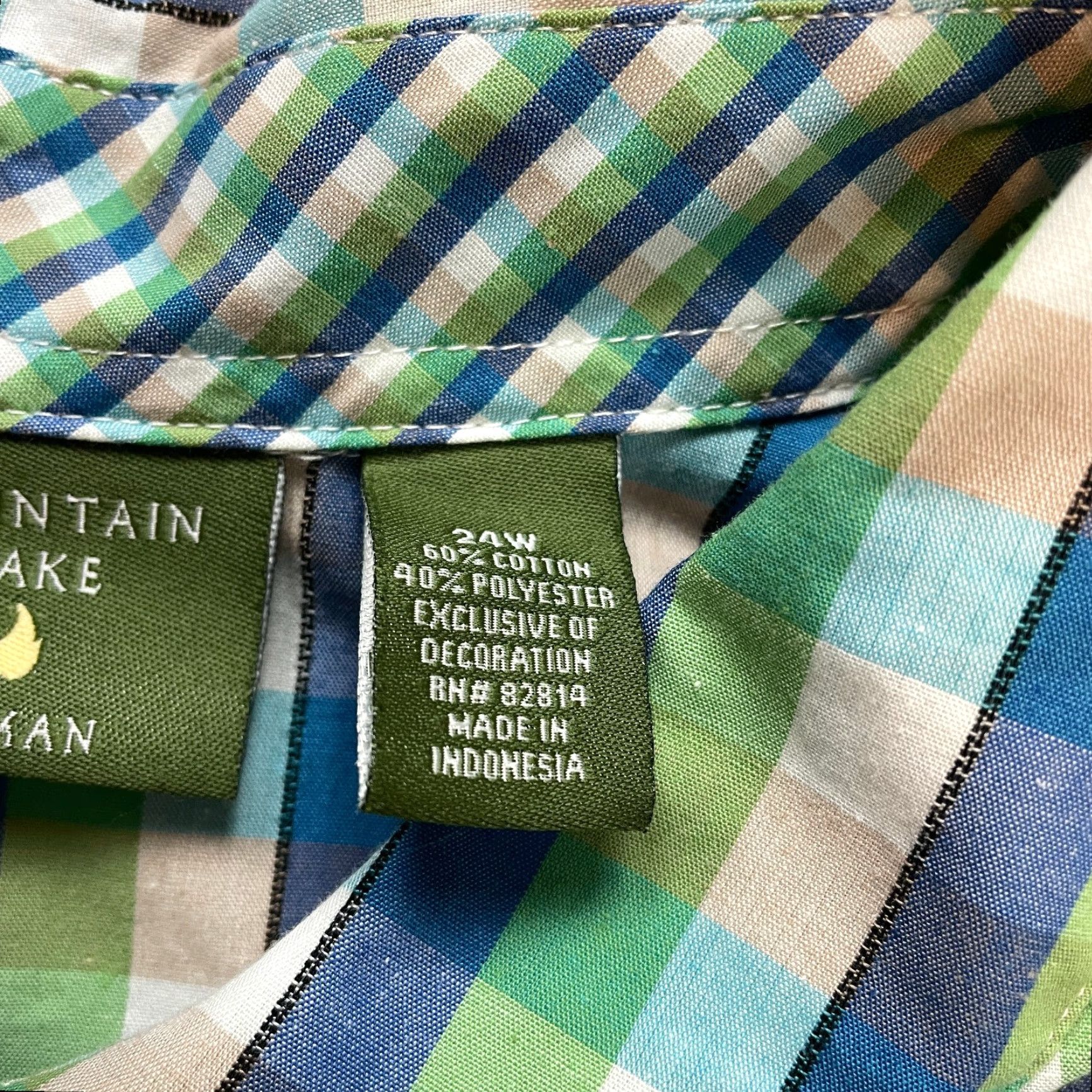 Vintage VINTAGE Mountain Lake Button Up Shirt Womens 24W Blue Green Plaid Long Sleeve Padded Top Size 4XL / US 24-26 - 4 Thumbnail