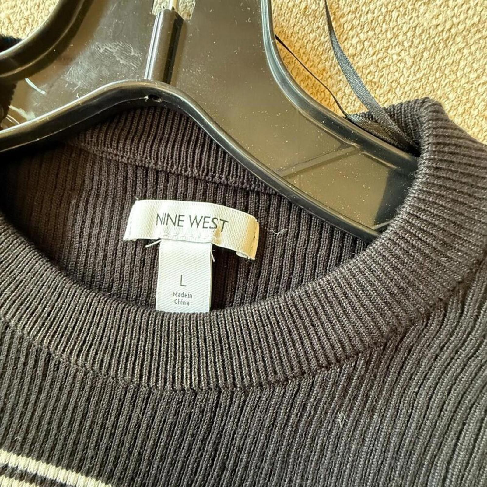 Nine West Nine West Black Ribbed Knit Top NWT Size L / US 10 / IT 46 - 2 Thumbnail