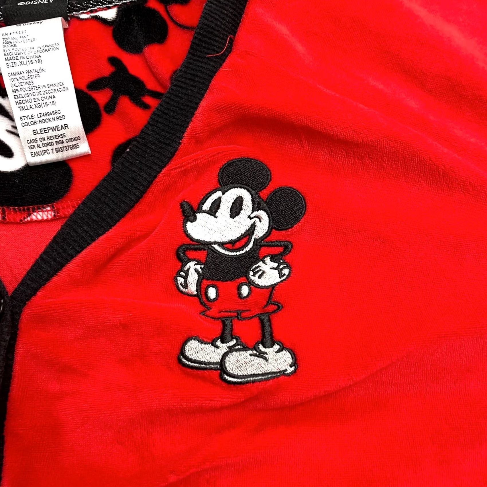 Disney Disney Mickey Mouse Sleepwear Shirt Women XL Red Henley Long Sleeve Pajama Top Size XL / US 12-14 / IT 48-50 - 4 Thumbnail