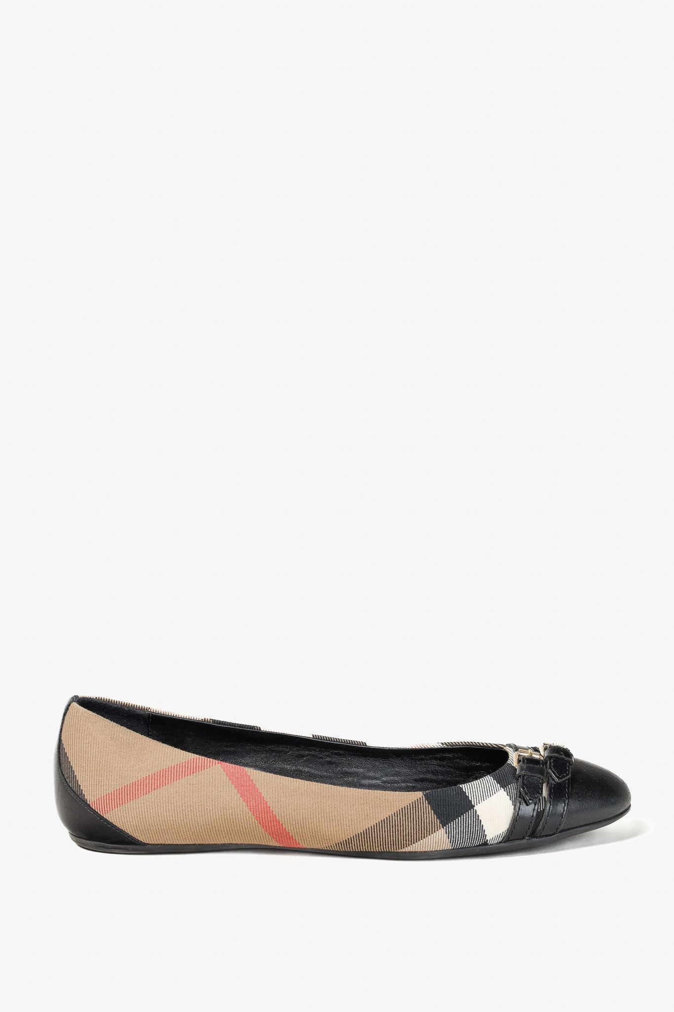 Burberry Burberry Avonwick House Check Leather-Trim Ballerina Flats Size US 9.5 / IT 39.5 - 1 Thumbnail
