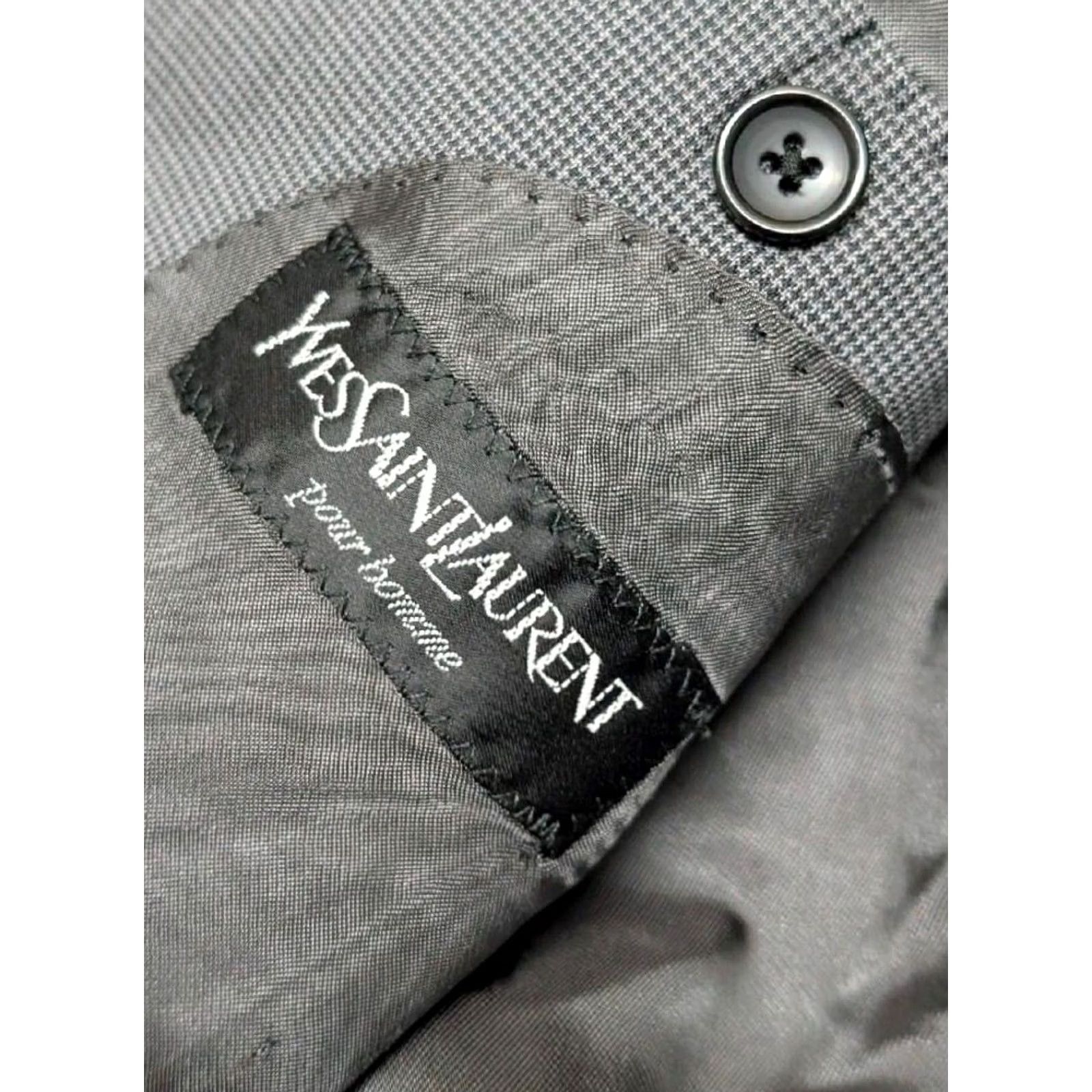 Yves Saint Laurent VINTAGE YSL ITALY Blazer JACKET Mens 40R Wool Gray Houndstooth Two-Button Notch Double-Vented 40 Regular 21.5" chest Size 40R - 4 Thumbnail