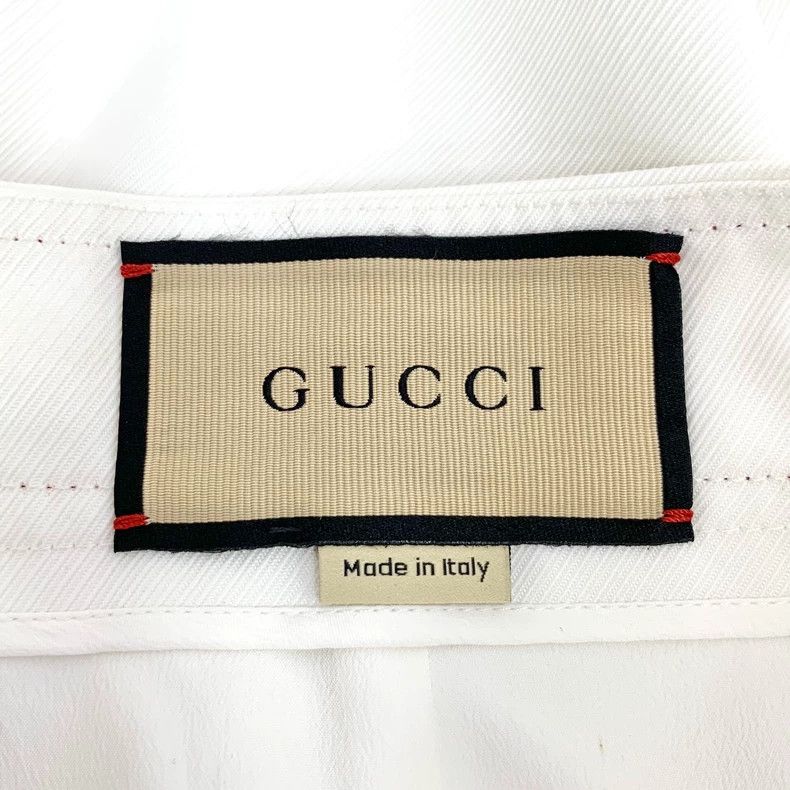 Gucci Gucci 23 white side striped webbing logo embroidered cotto Size 26" / US 2 / IT 38 - 5 Thumbnail