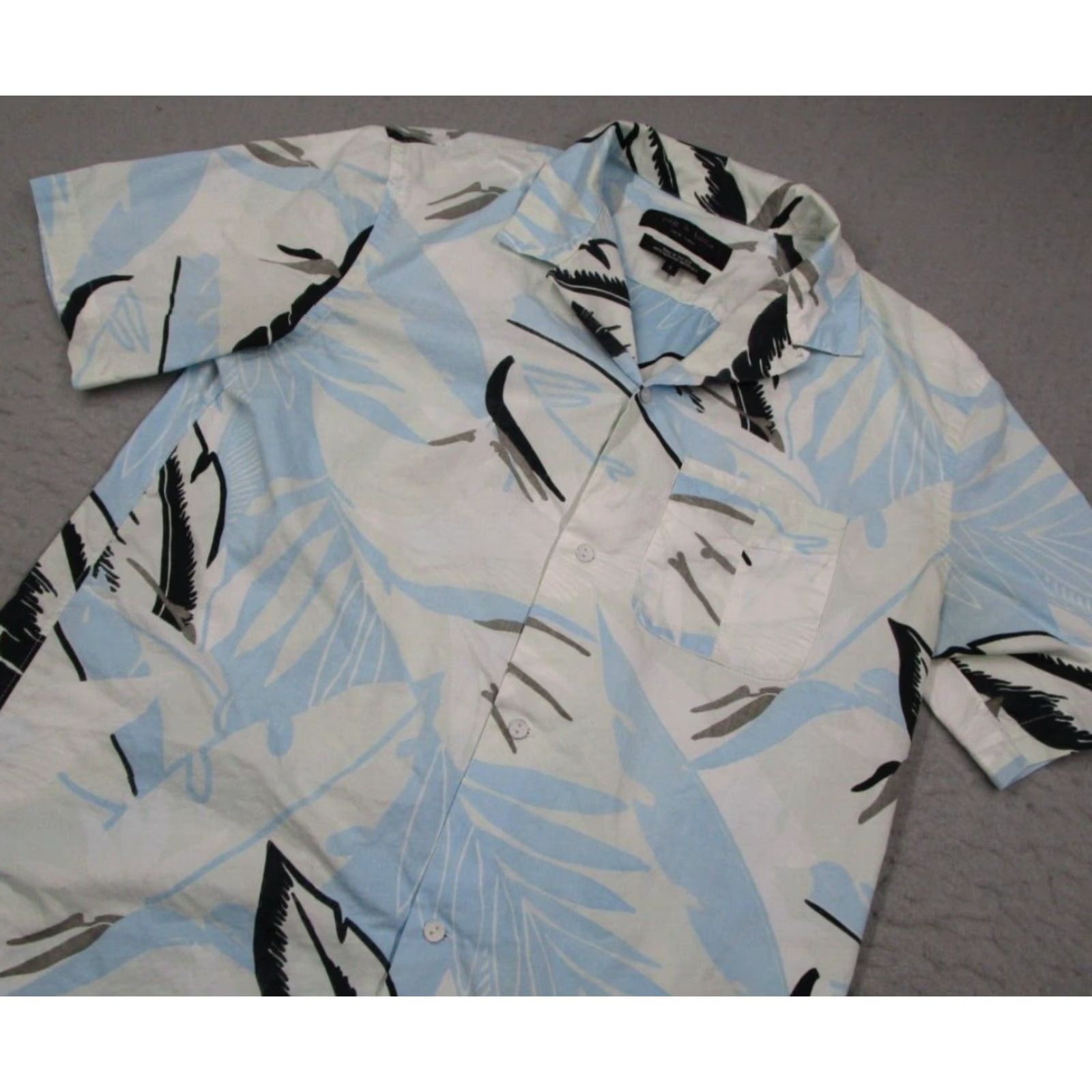 Rag & Bone VINTAGE Rag & Bone Shirt Mens Small Blue Floral Button Up Hawaiian Tiki Made in USA Size US S / EU 44-46 / 1 - 2 Thumbnail