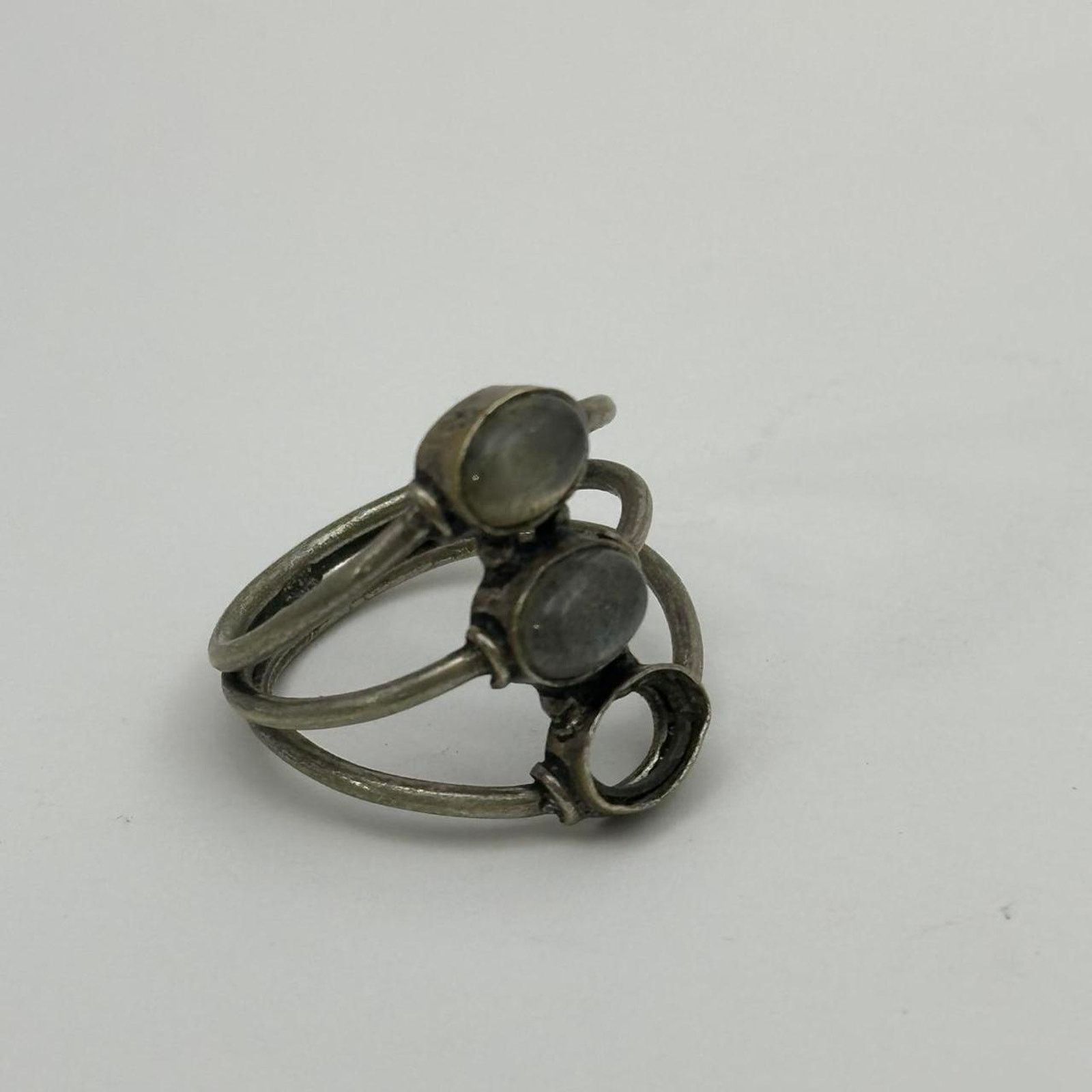 Vintage Vintage Silver Chunky Opal Stone Mini Layer 3pc Ring Size ONE SIZE - 4 Thumbnail