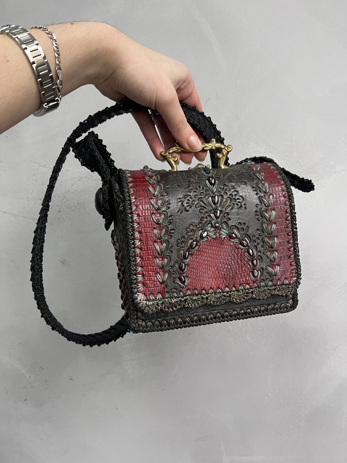 Handmade crossbody exclusive bag gothic red hysteric glamour