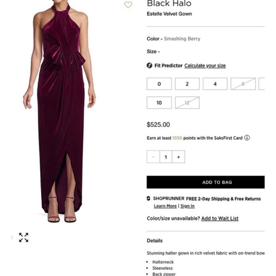 Halo Black Halo, Estelle Smashing Berry High-Low Velvet Halter Bo Size S / US 4 / IT 40 - 15 Thumbnail