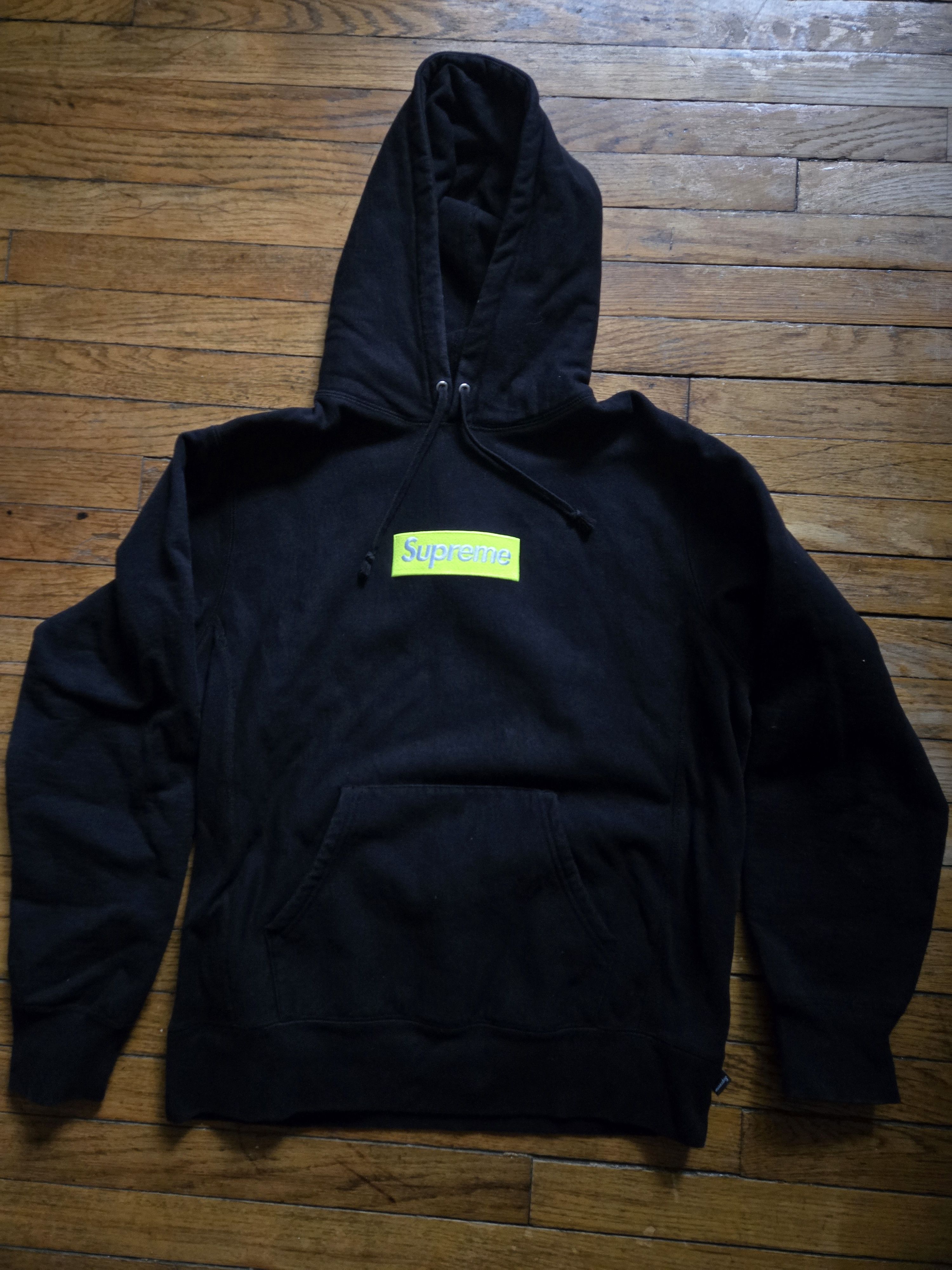 Supreme Box Logo Hoodie FW17 Black Neon | Grailed