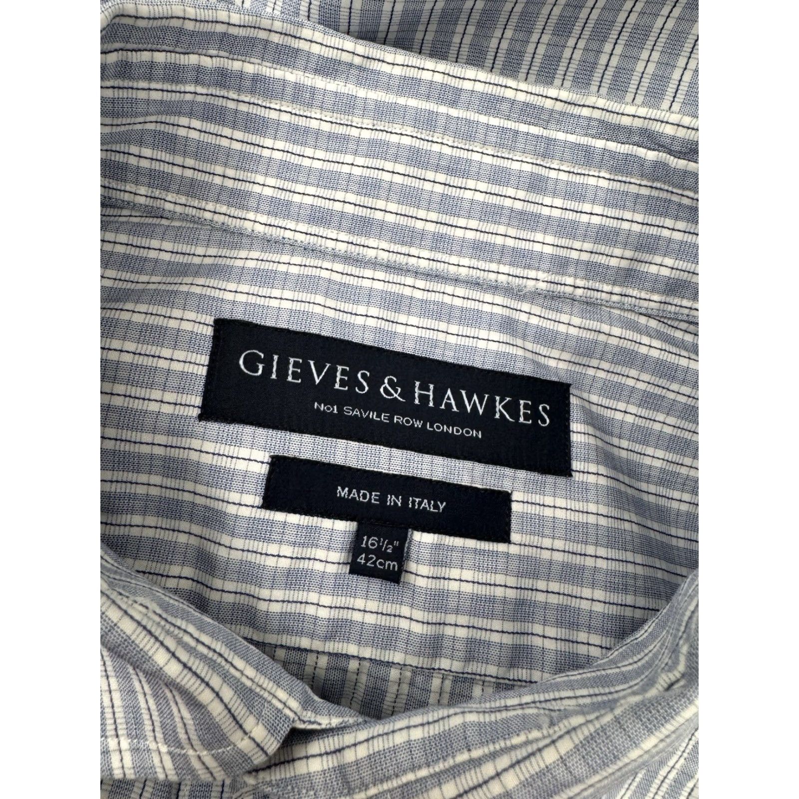 Gieves & Hawkes GIEVES & HAWKES Shirt Plaid Blue / White Mens 16.5 42 Dress Shirt Size US XL / EU 56 / 4 - 4 Thumbnail