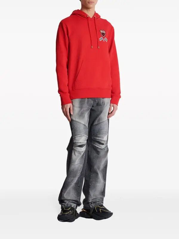 Balmain o1s1wg110925 Racing Hoodie in Red Size US S / EU 44-46 / 1 - 3 Thumbnail