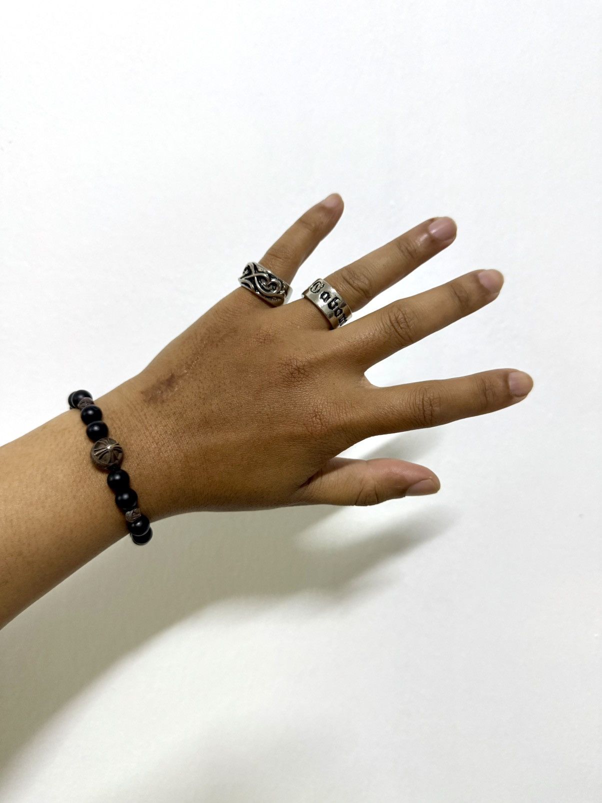 Chrome Hearts Chrome hearts onyx Three Silver bead bracelet Size ONE SIZE - 9 Thumbnail