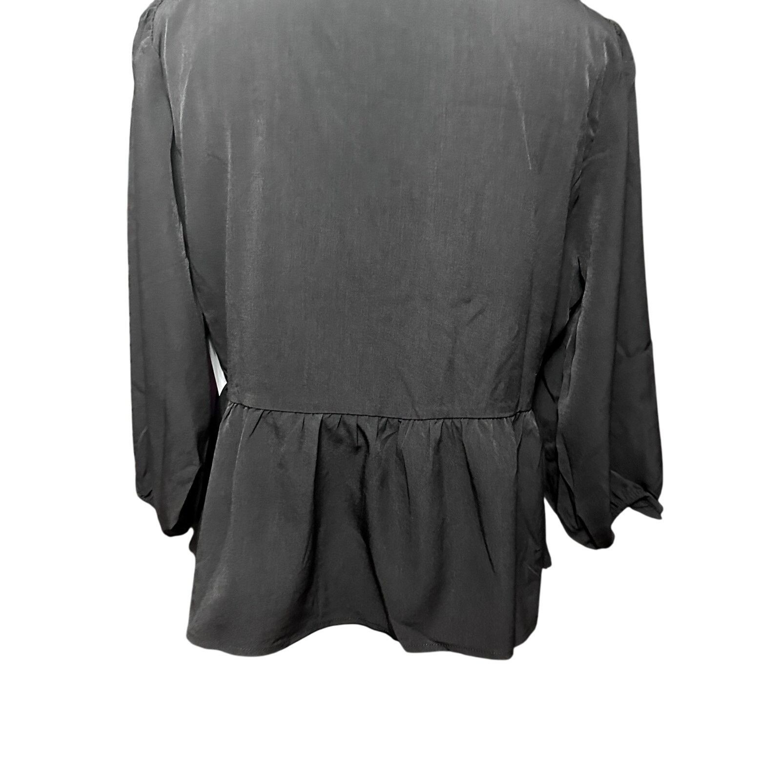 Other Riley & Rae Peplum Blouse Knot Front 1/2Sleeves Black XL NWT Size XL / US 12-14 / IT 48-50 - 7 Thumbnail