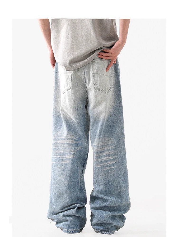 Jean American washed men's cleanfit casual loose blue jeans Size US 32 / EU 48 - 5 Thumbnail