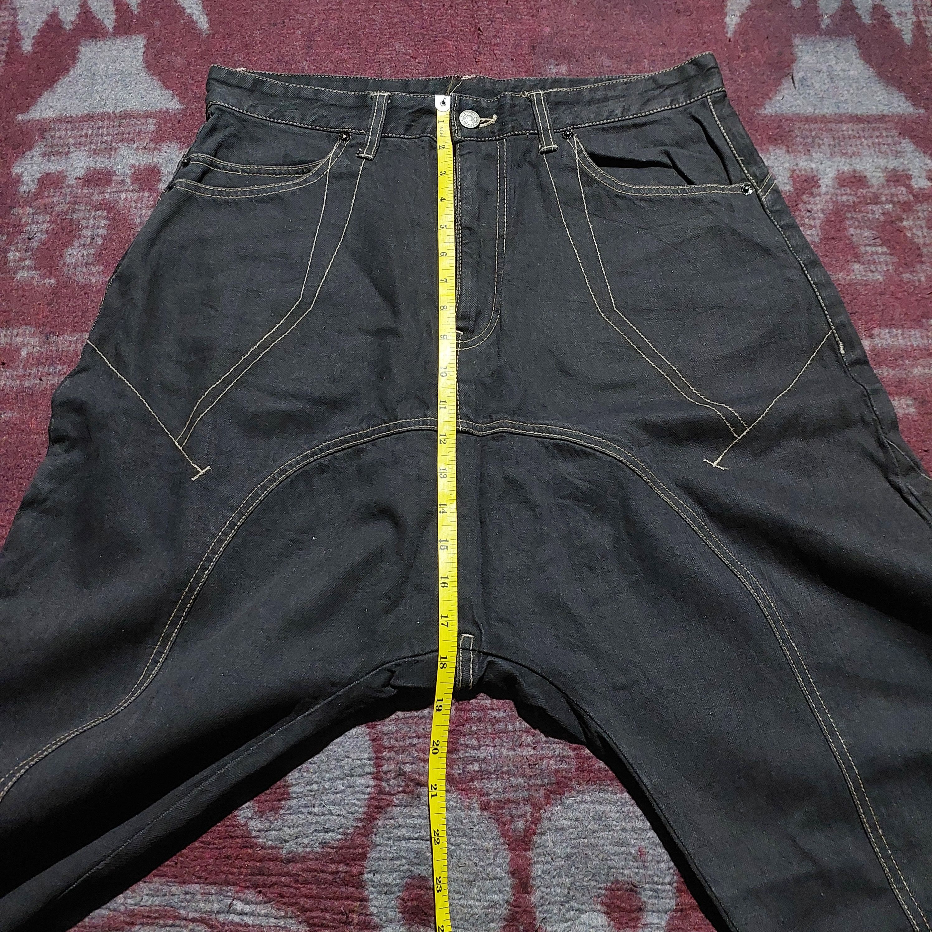 PPFM PPFM japan black skinny dropcrotch denim pants Size US 33 - 14 Thumbnail