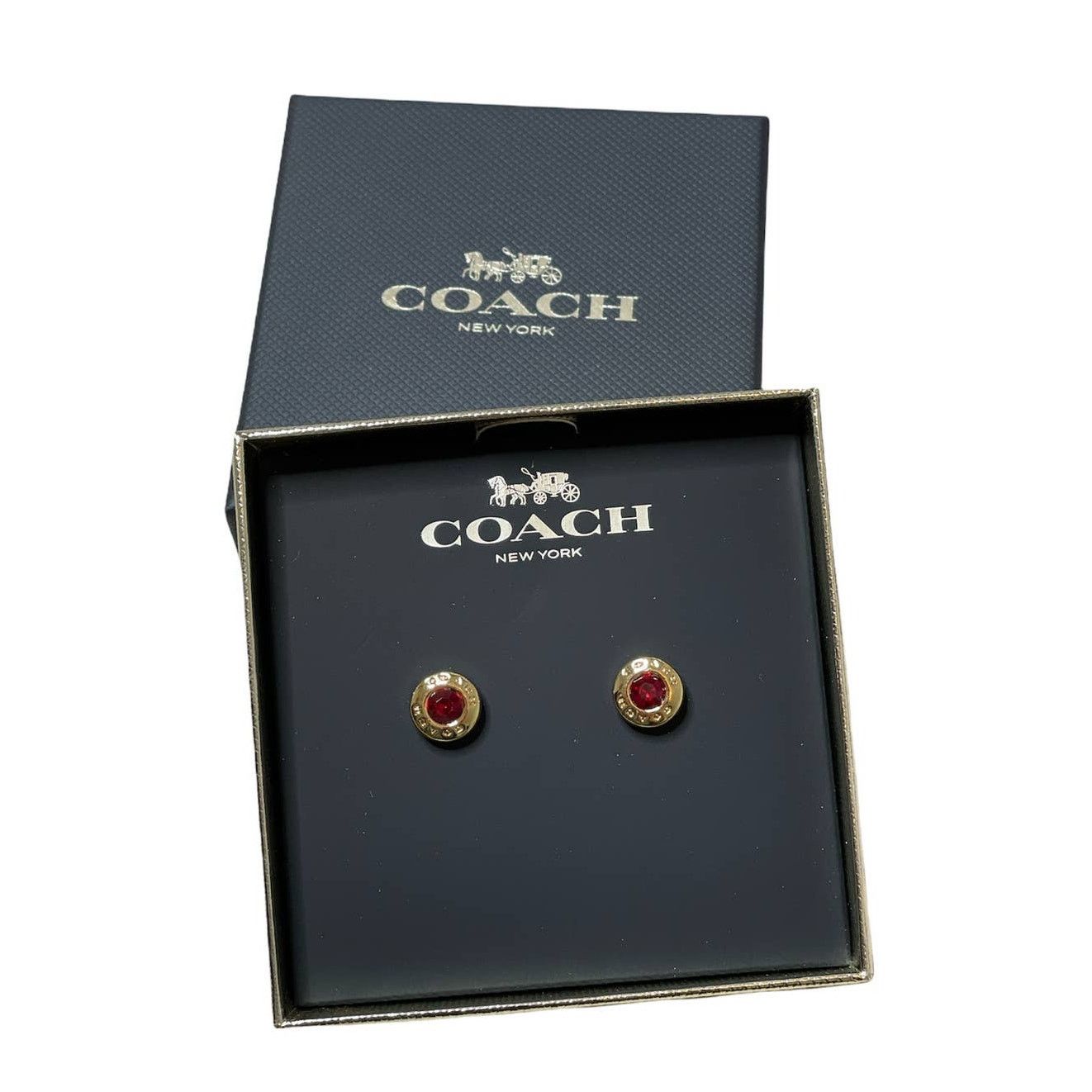 Coach Coach Open Circle Red Stone Strand Earrings Boxed Size ONE SIZE - 1 Thumbnail