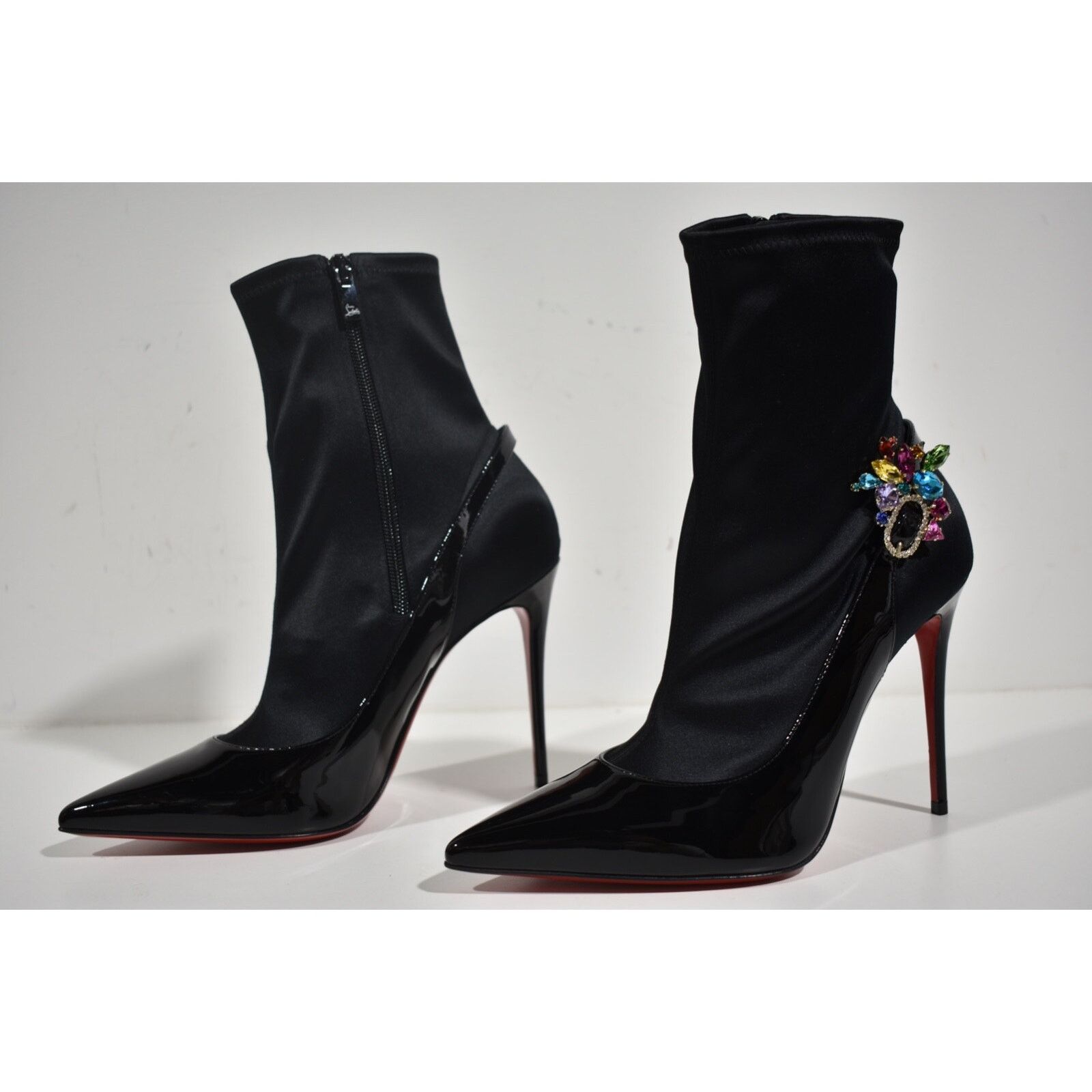 Christian Louboutin Christian Louboutin Jessie Booty Joli 100 Black Patent Satin Size US 8 / IT 38 - 10 Thumbnail