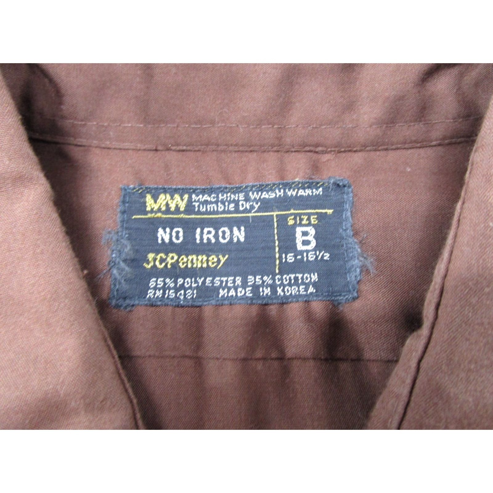 JCPenney VINTAGE JC Penney Long Sleeve Shirt M Brown Disco 70s 80s Retro Button-Front Mens Womens Size US M / EU 48-50 / 2 - 3 Thumbnail