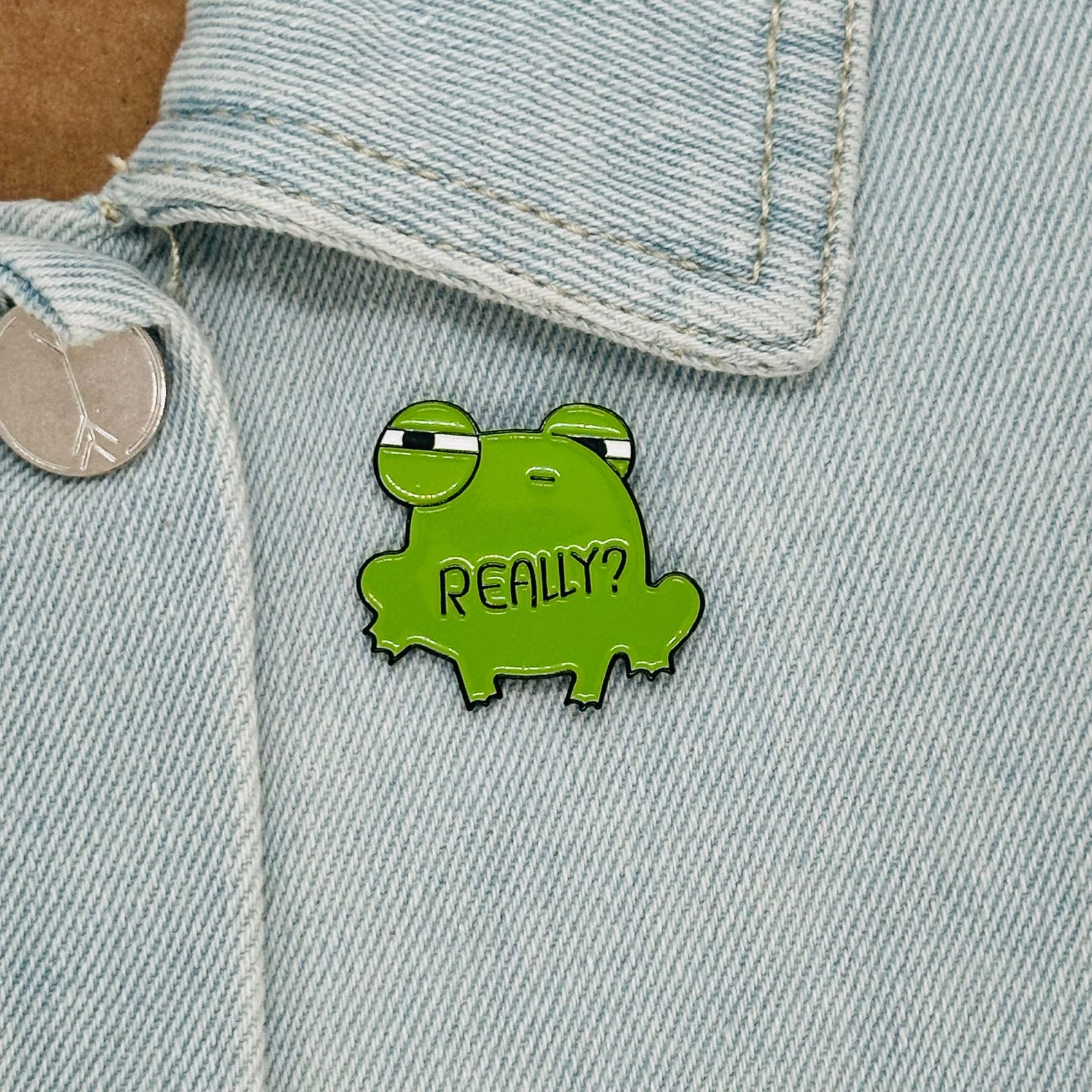 Other ✨Cartoon Green Cute frog letters Enamel Pin Animal Alloy Met Size ONE SIZE - 1 Thumbnail