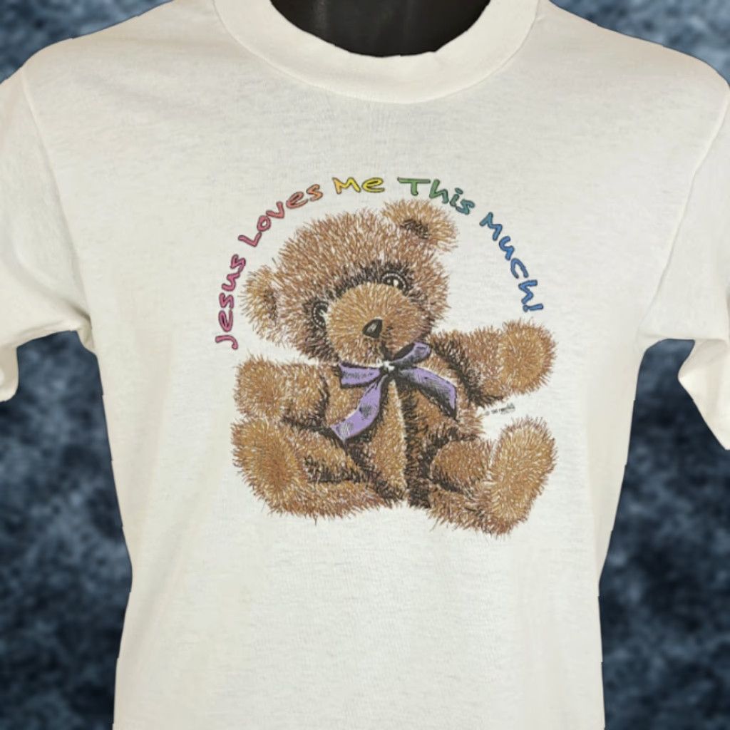 Fruit Of The Loom VINTAGE Fruit of the Loom Christian T Shirt Mens Small White 90s Jesus Loves Me Made In USA Size US S / EU 44-46 / 1 - 1 Thumbnail