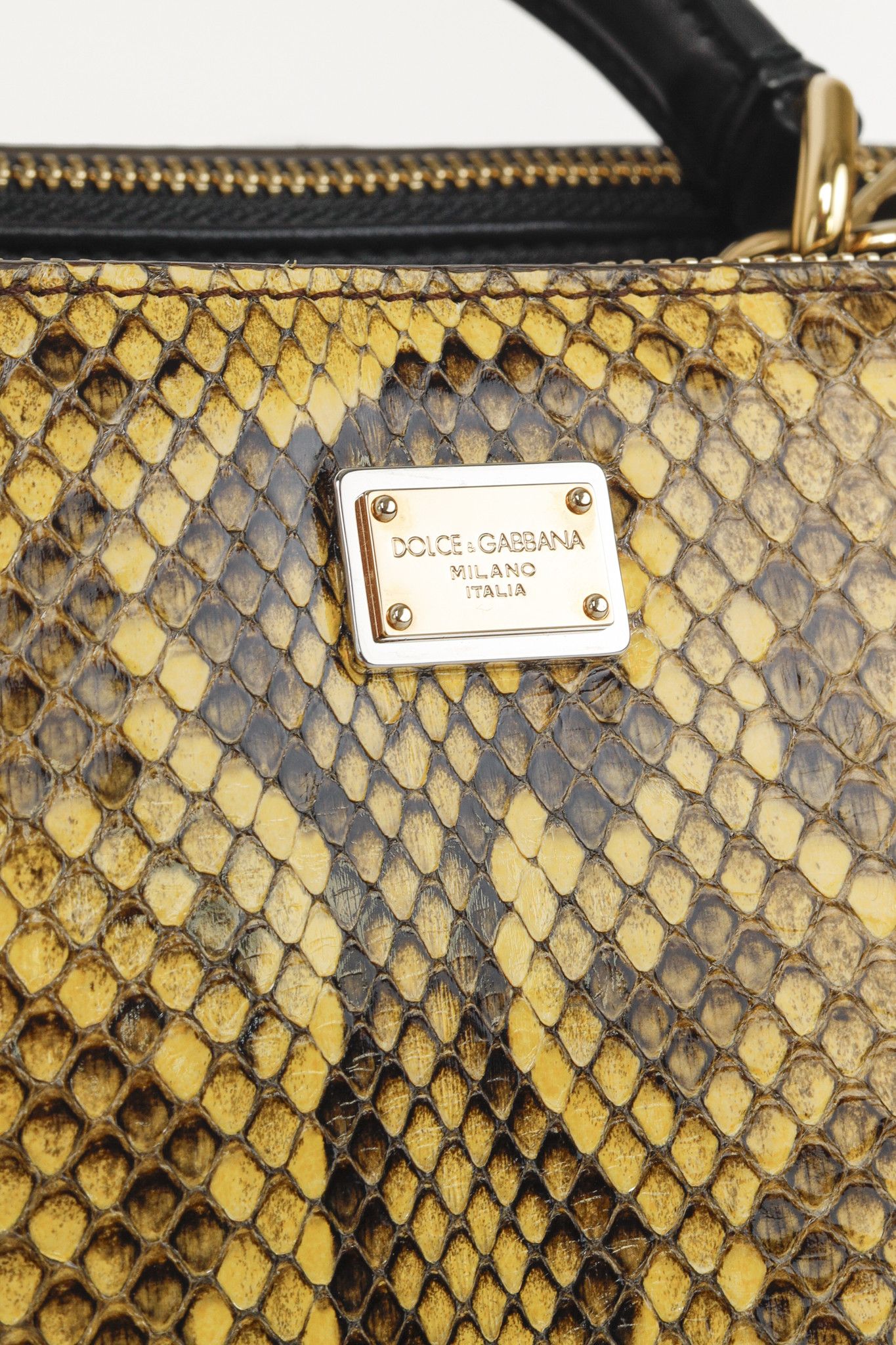 Dolce & Gabbana Dolce & Gabbana Yellow Python Cream Leather Miss Sicily Tote Size ONE SIZE - 14 Thumbnail