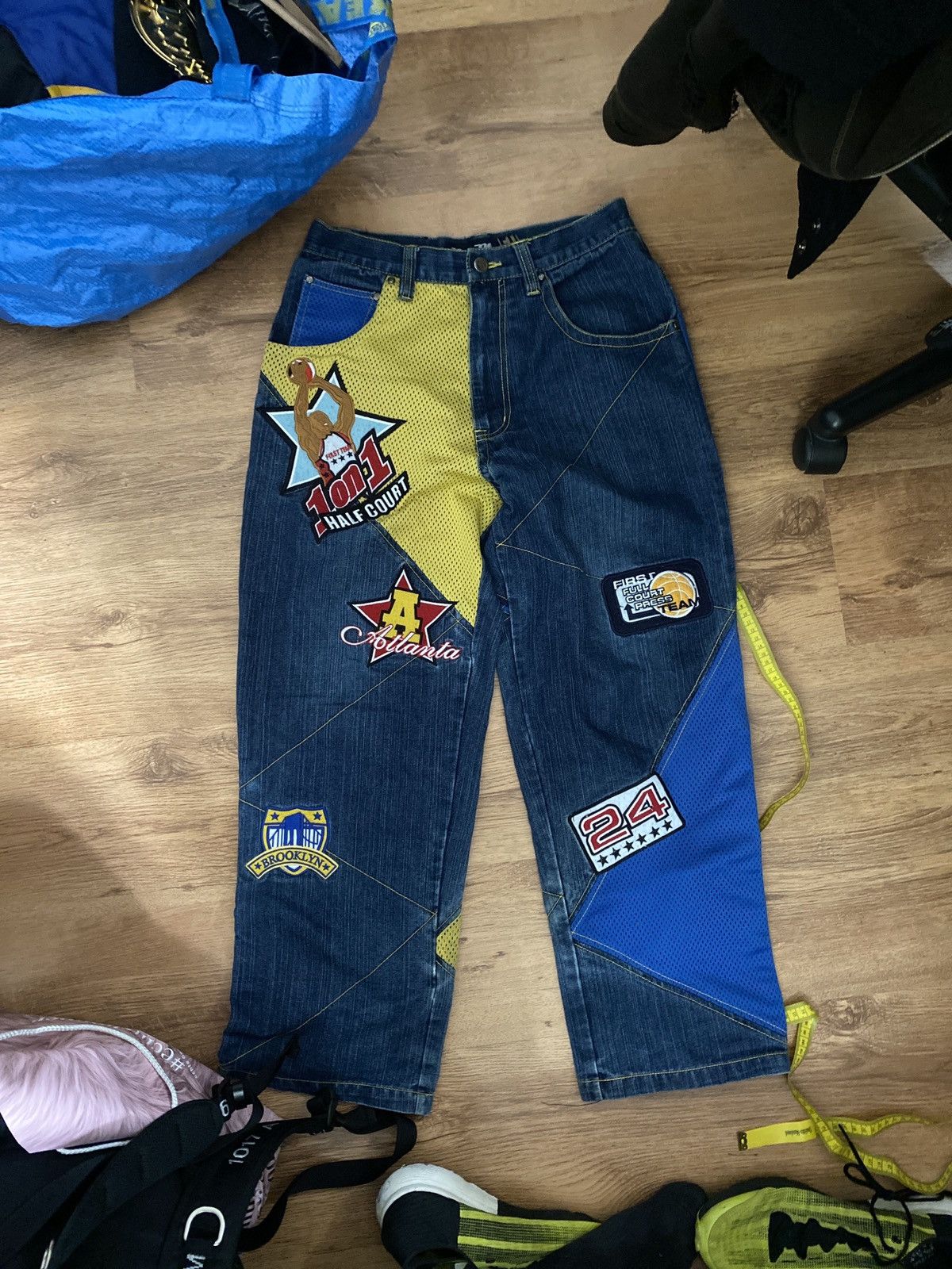 Designer × Vintage Raw Blue Hip Hop NBA Baggy Y2K Skate Jeans Size US 30 / EU 46 - 8 Thumbnail