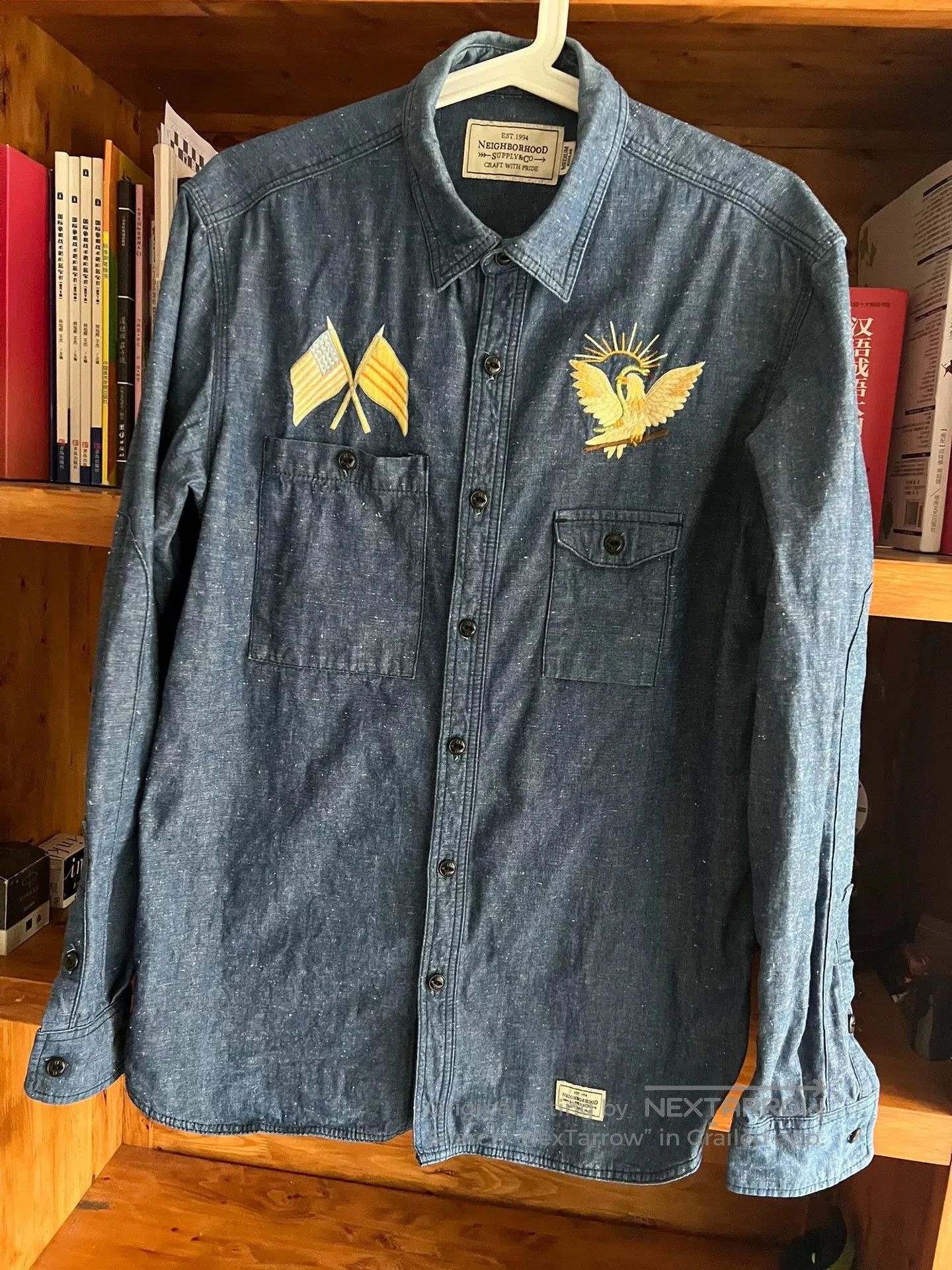 Japanese Brand premium blue denim embroidered utility shirt. Size US M / EU 48-50 / 2 - 3 Thumbnail