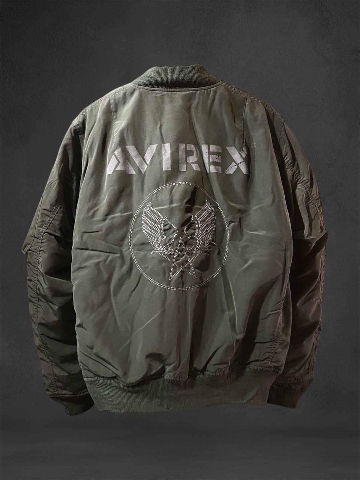 AVIREX LEATHER SLEEVE MA-1 Bomber jacket AVIREX Men's MA-1 Nylon