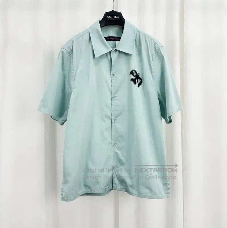 Louis Vuitton Louis Vuitton Summer Green Cotton Logo Short Sleeve Shirt . Size US S / EU 44-46 / 1 - 1 Thumbnail