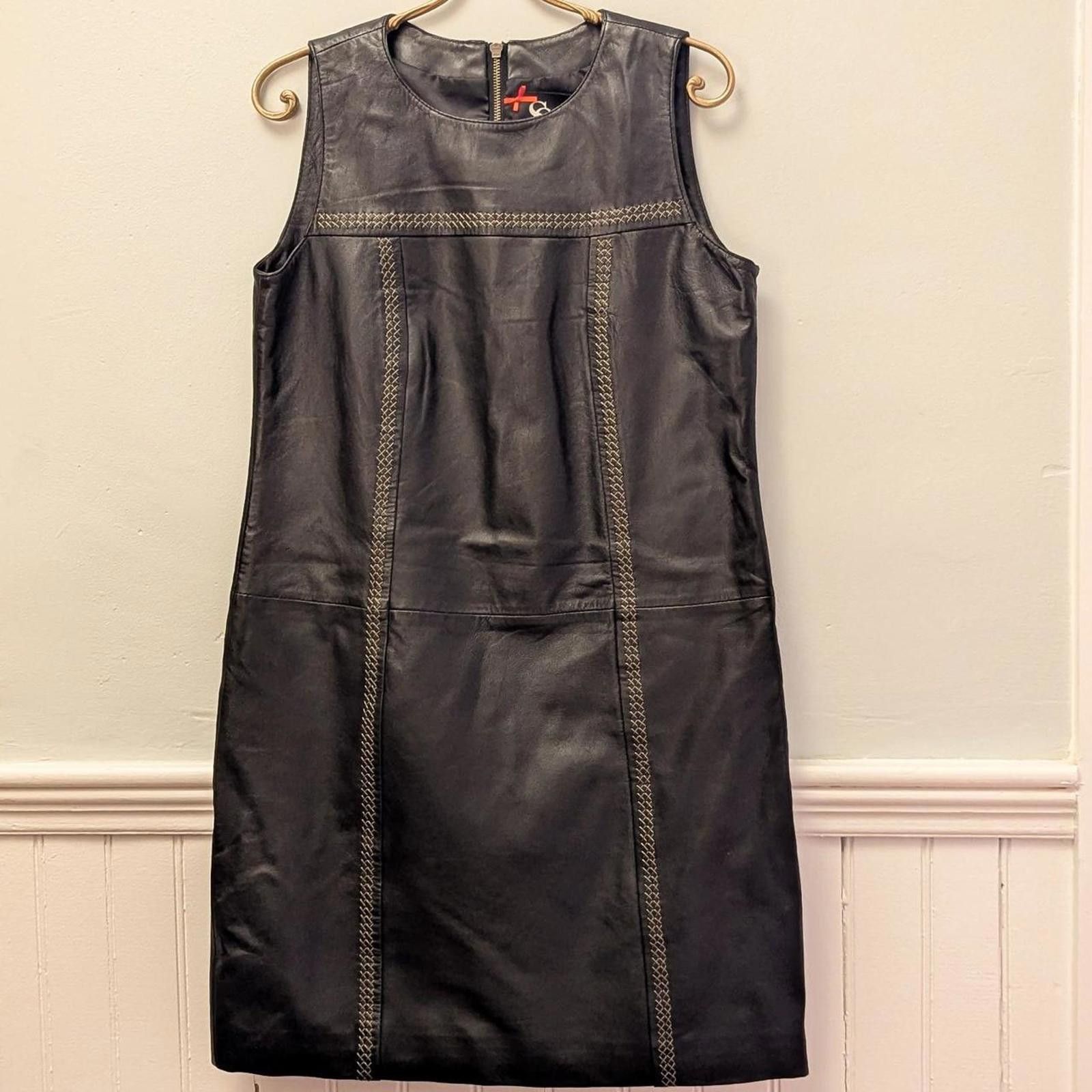 Other Vintage Sinéquanone Black Leather Dress Size L / US 10 / IT 46 - 1 Thumbnail