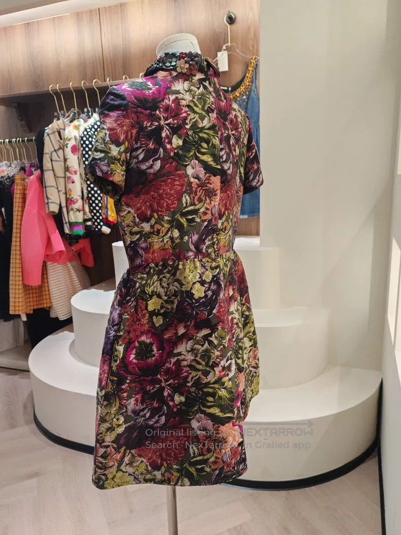 Valentino Valentino A brocade leather collar and a bustling dress Size S / US 4 / IT 40 - 2 Thumbnail