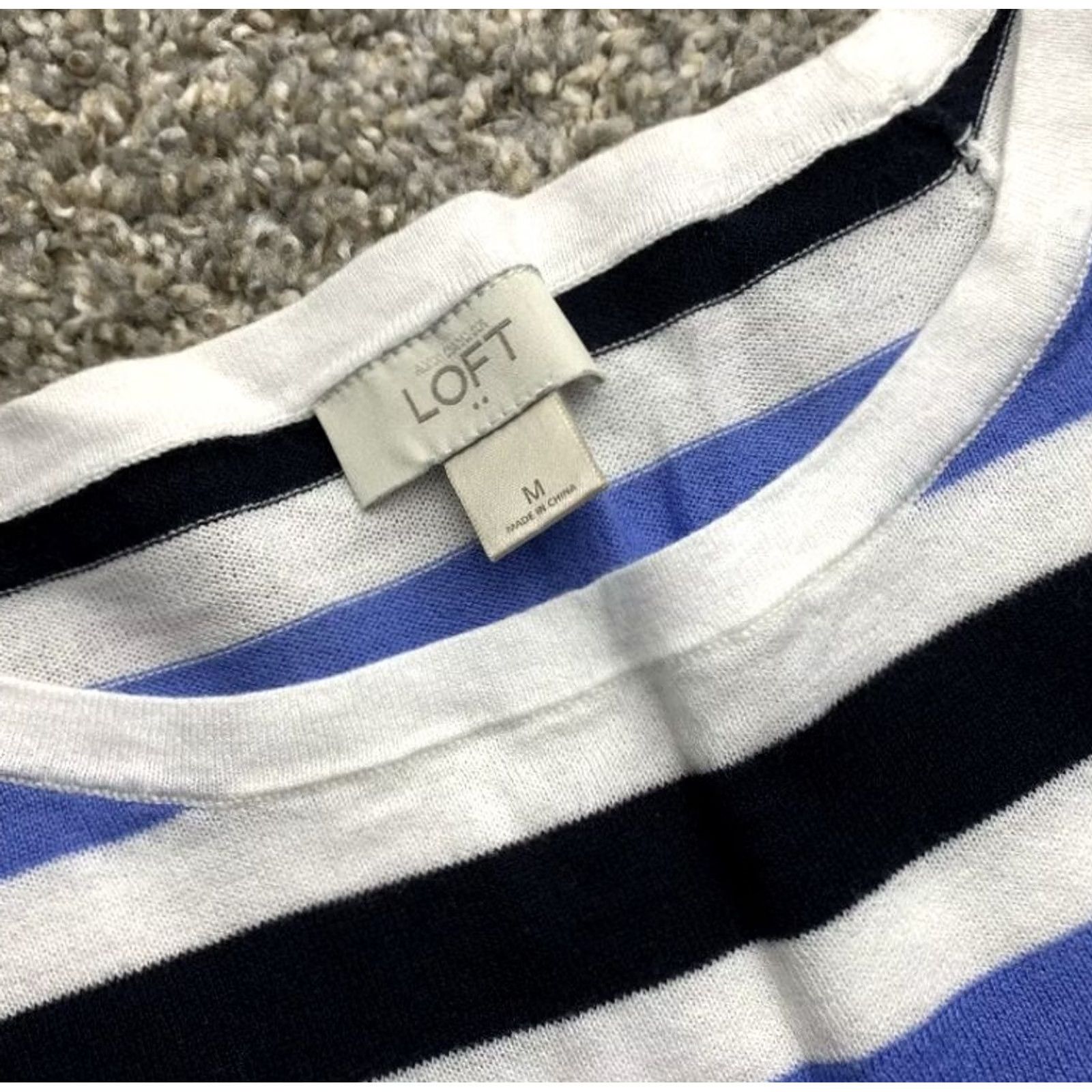 Loft LOFT Womens Medium 3/4 Sleeve Striped Lightweight Sweater Pullover Multicolor Size M / US 6-8 / IT 42-44 - 2 Thumbnail