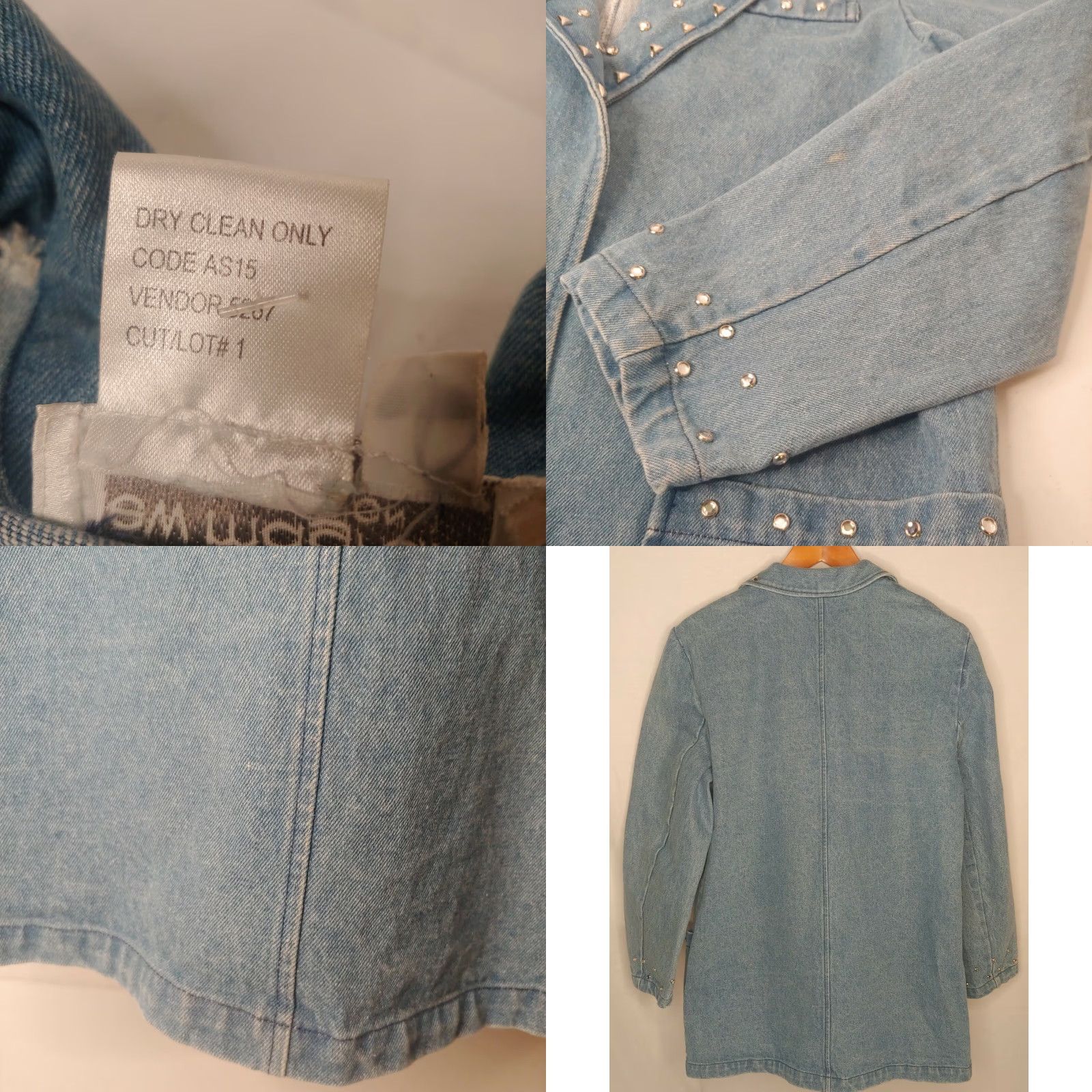 Vintage VINTAGE Lew Magram Collection Denim Blazer Jacket Women Medium Studded Bling 1980s 1990s Academia Punk Retro Blue Size 32" / US 10 / IT 46 - 8 Thumbnail