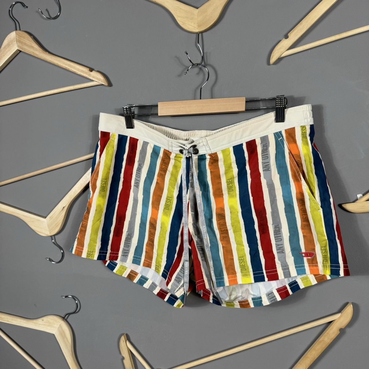 Diesel × Vintage Vintage Diesel Beachwear Striped Swim Shorts Size US 34 / EU 50 - 2 Thumbnail