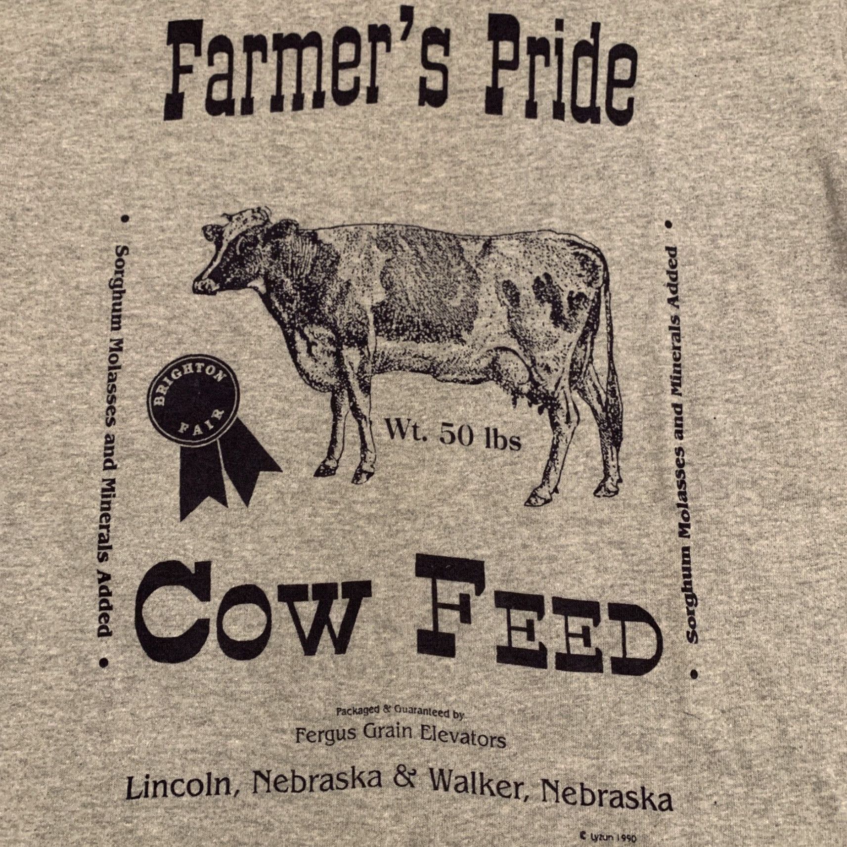 Hanes VINTAGE Farmer’s Pride T-Shirt Lincoln Walker Nebraska Brighton Fair Cow Feed Gray Size L Mens Size US L / EU 52-54 / 3 - 2 Thumbnail