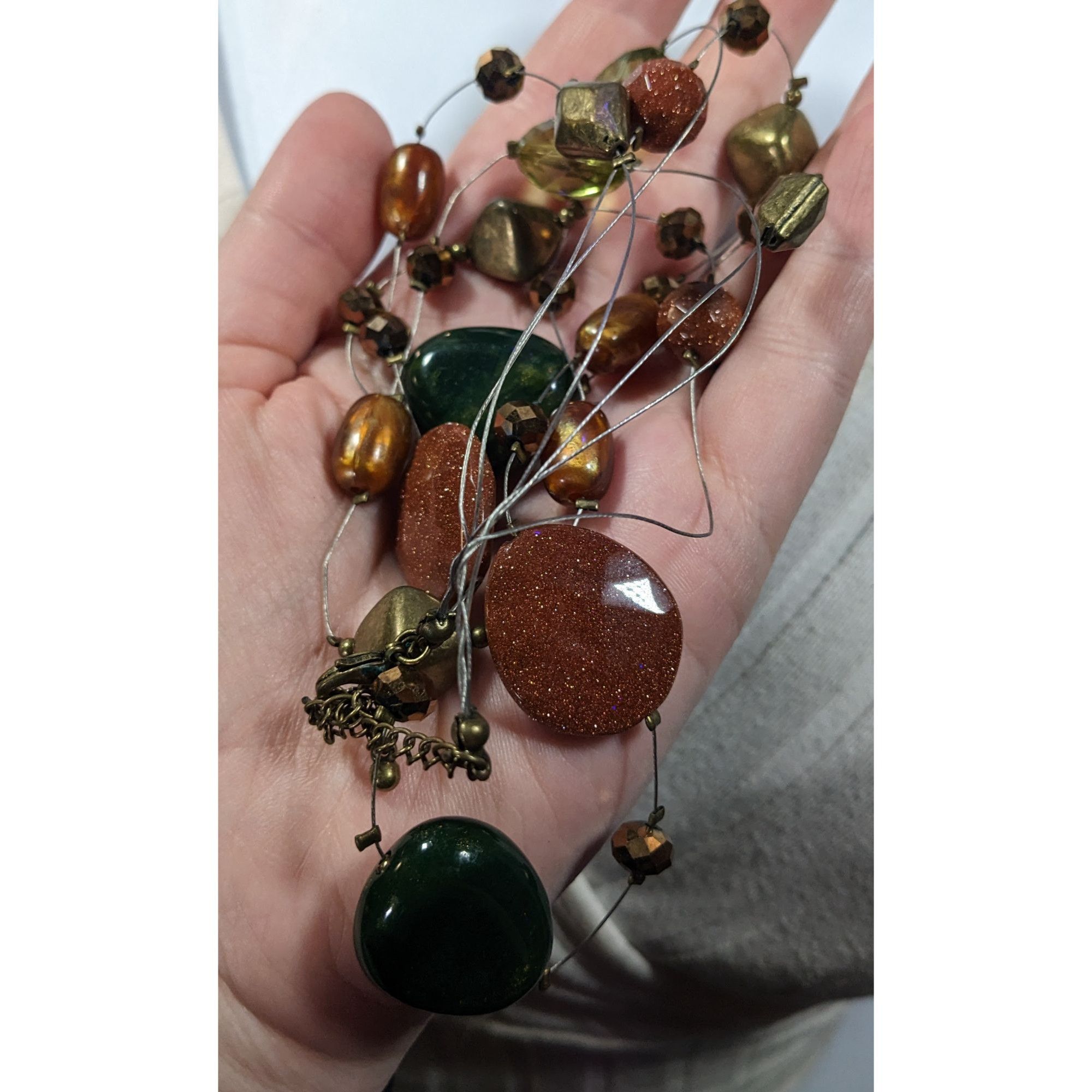 Other Nature Inspired Goldstone And Glass Beaded Statement Necklac Size ONE SIZE - 4 Thumbnail