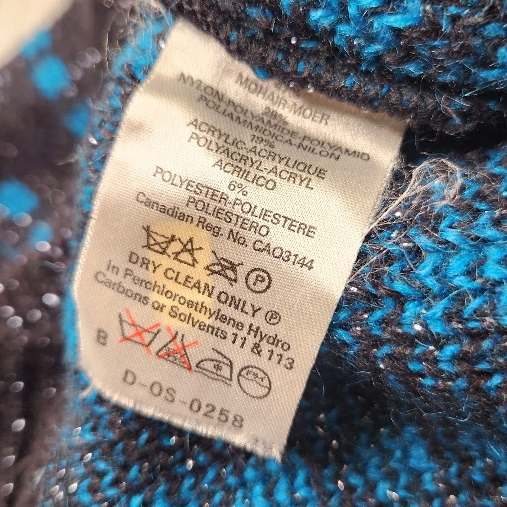 Jaeger VINTAGE Jaeger London Ski Sweater Womens Teal Houndstooth Mohair Blend 90s Cowl Neck Pullover Size L / US 10 / IT 46 - 8 Thumbnail