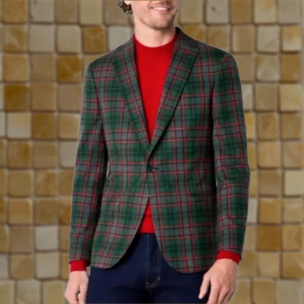 Vintage J. Ferrar Slim Suit Jacket Green Red Plaid Tartan Size M 38/40 REG 360 Stretch Mens Suit Size 40R - 1 Preview