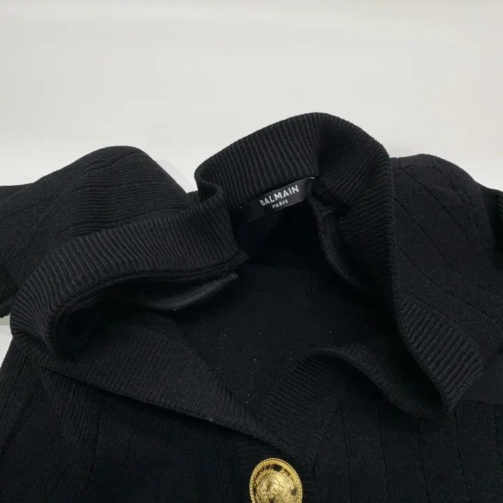 Balmain Balmain Black Buttoned Crop Knit Sweater -2507 Size S / US 4 / IT 40 - 7 Thumbnail