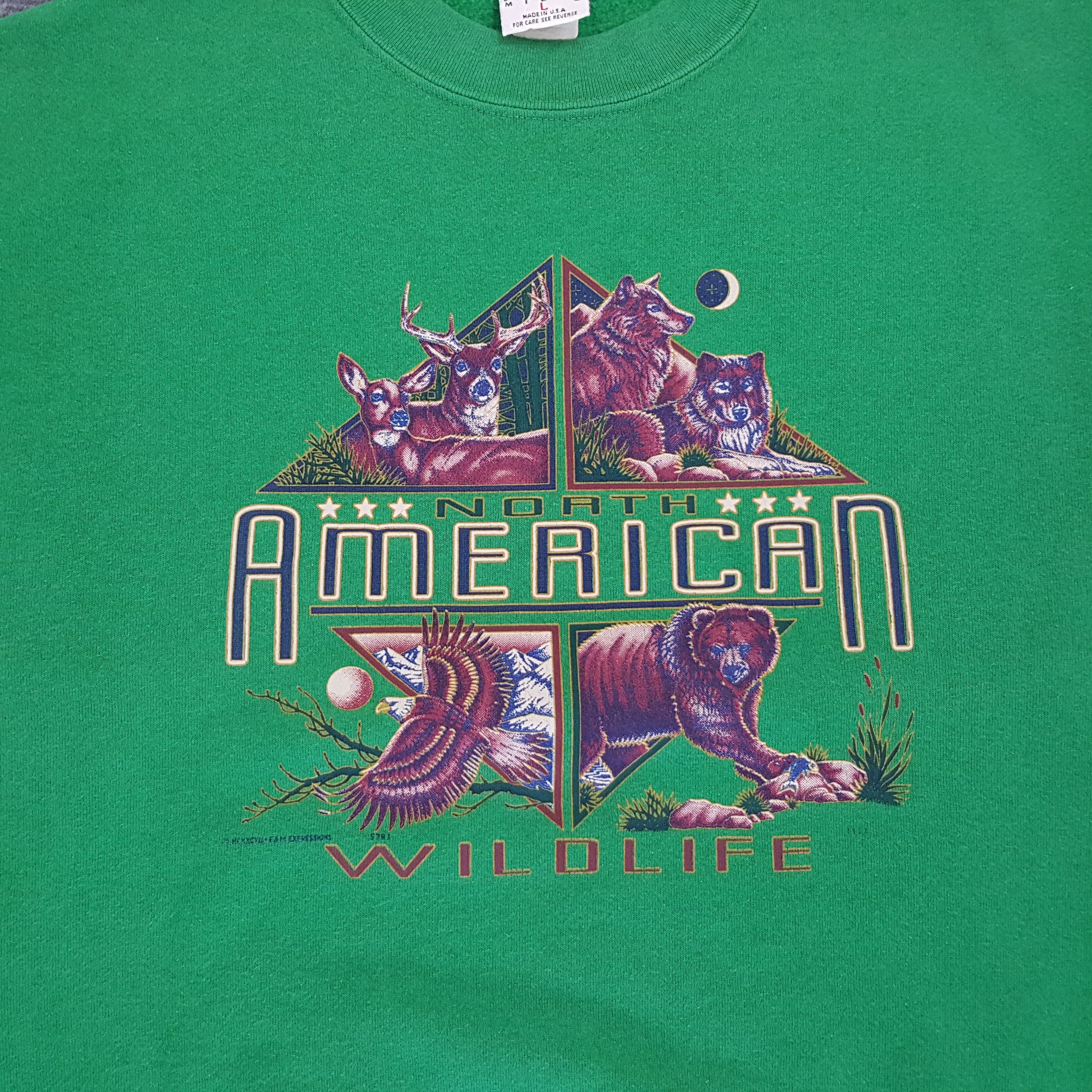 Nutmeg × Vintage Vintage 90's North American Nuture Animal Style Sweatshirt Size US L / EU 52-54 / 3 - 2 Thumbnail