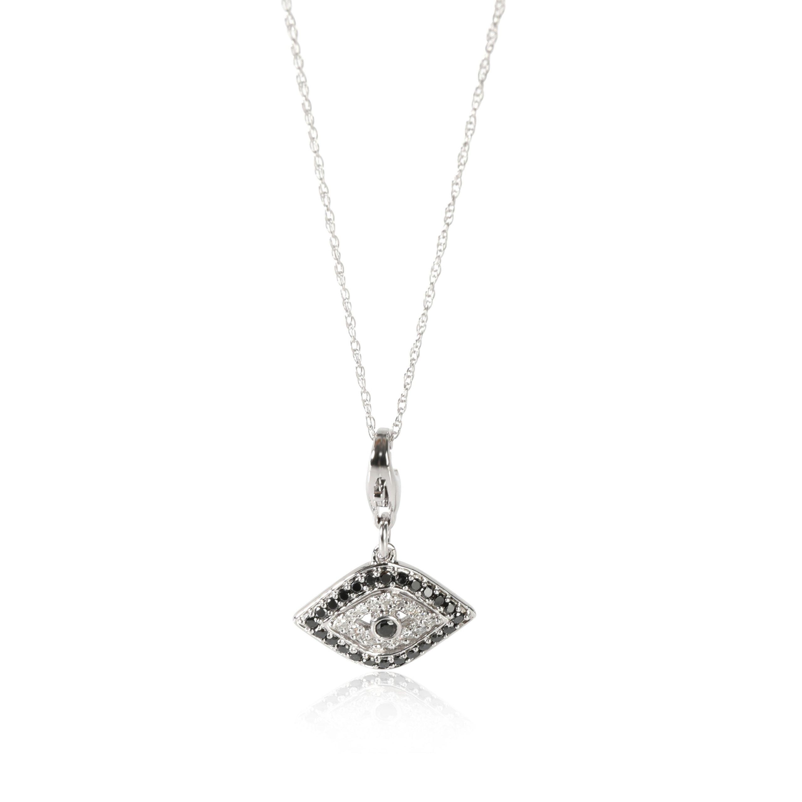 image of Tiffany Co Black And White Diamond Evil Eye Pendant In 14Kt White Gold 0.3 Ctw, Women's