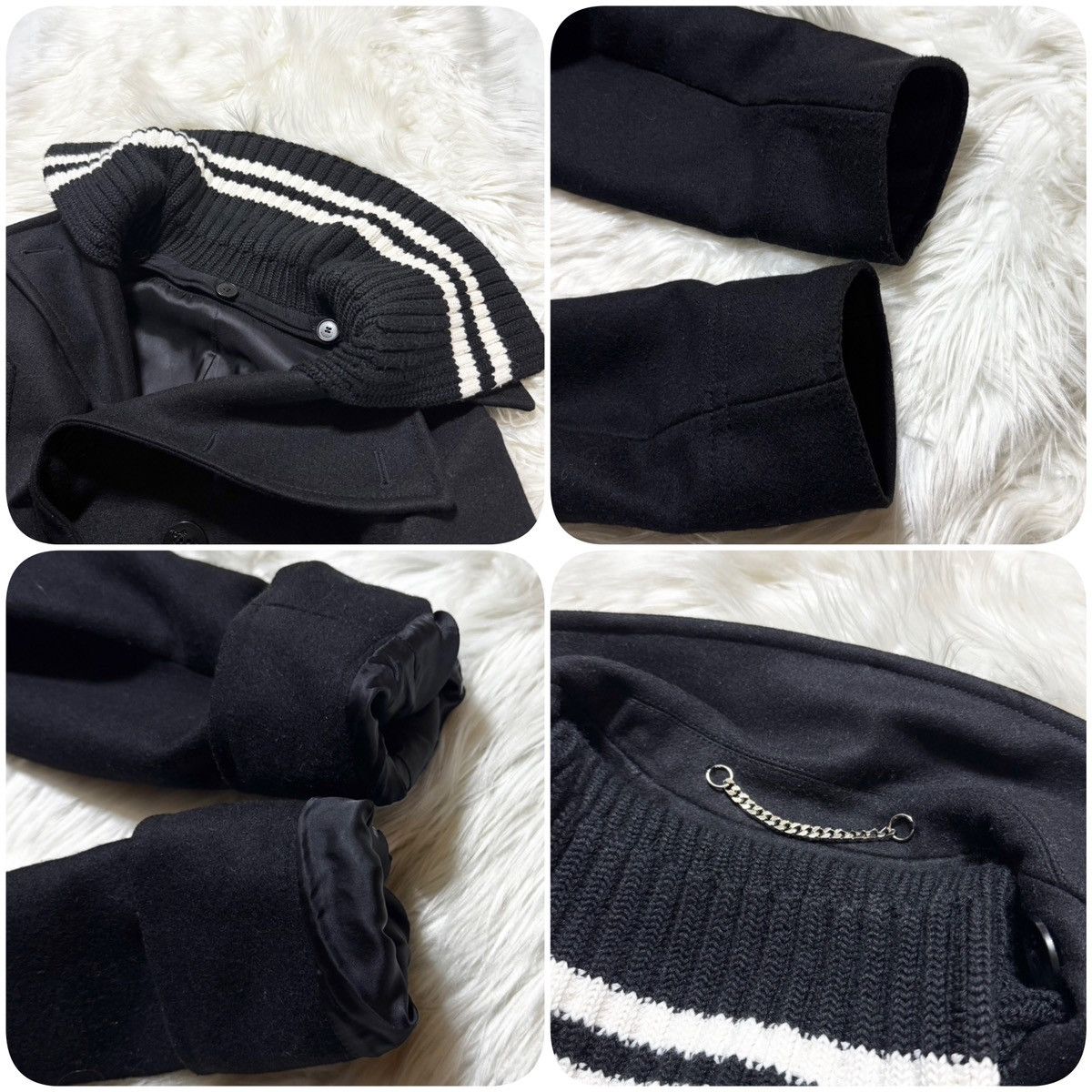 Givenchy Givenchy Striped Rib Knit Melton Peacoat Jacket Size US S / EU 44-46 / 1 - 3 Thumbnail