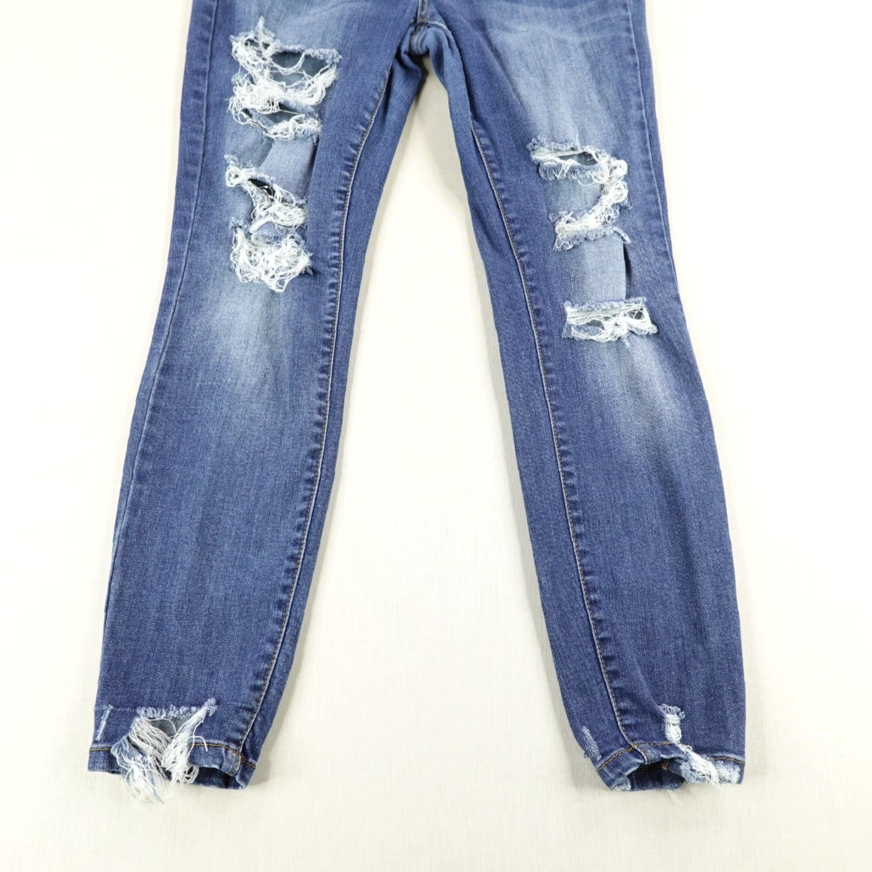 Vintage Judy Blue Jeans Womens 11/30 Denim Skinny High Rise Distressed Stretchy Flex Jeans Blue 30 Womens Girls Mens Size 30" / US 8 / IT 44 - 3 Thumbnail
