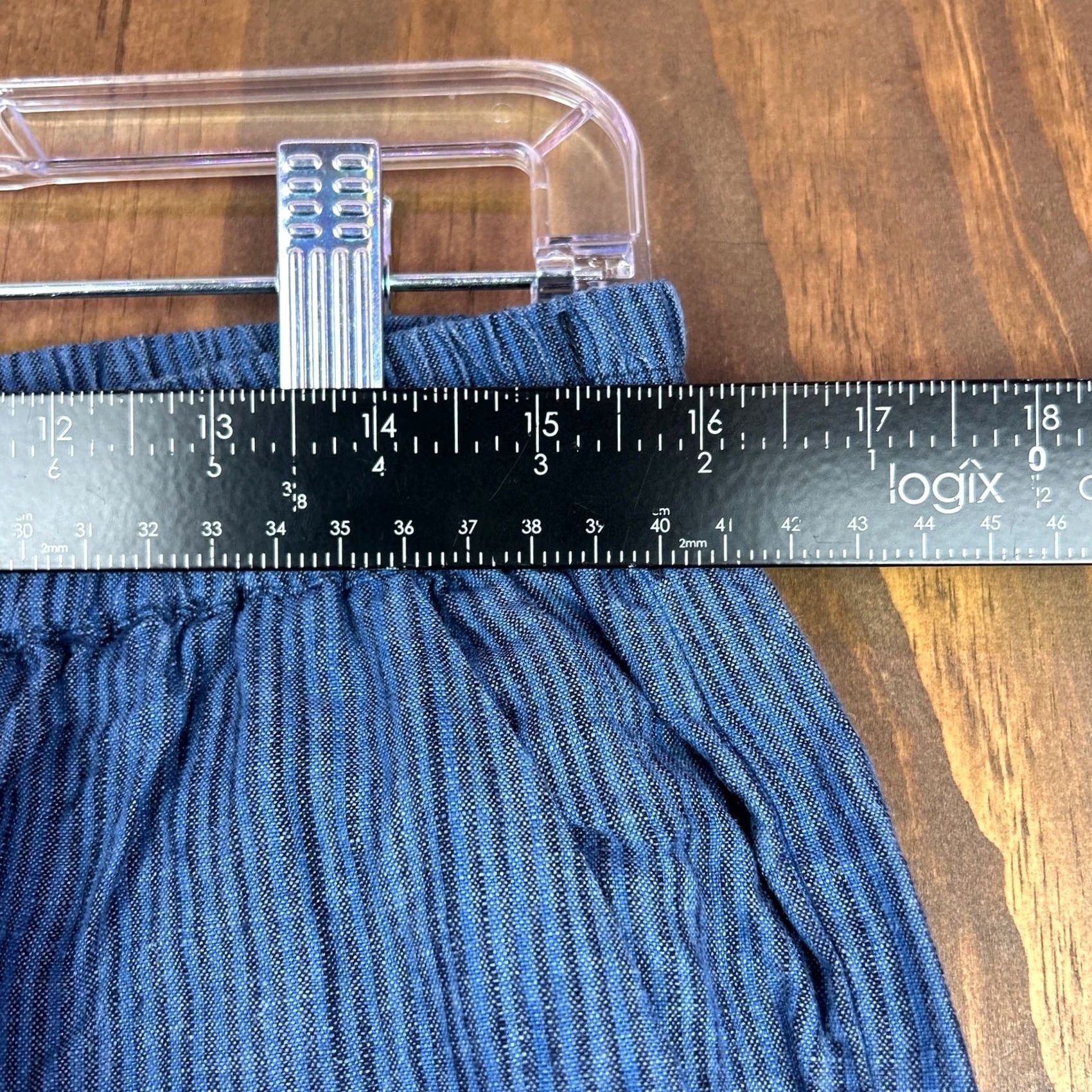 Michael Kors Michael Kors Womens Pants Blue Black Striped Pull On Paperbag 10 Wide-Leg Lightweight Front Flat Front Elastic Waist Pockets Mens Womens Boys Girls Size 24" / US 00 / IT 34 - 6 Thumbnail