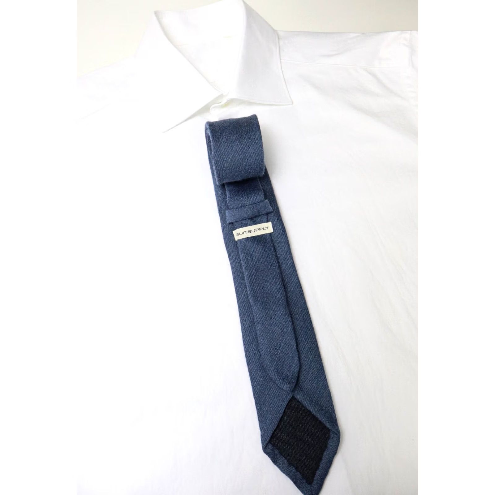 Suitsupply Suitsupply Tie Men's 150 x 8 CM Silk & Wool Pointed Classic Blue Tie Size ONE SIZE - 2 Thumbnail
